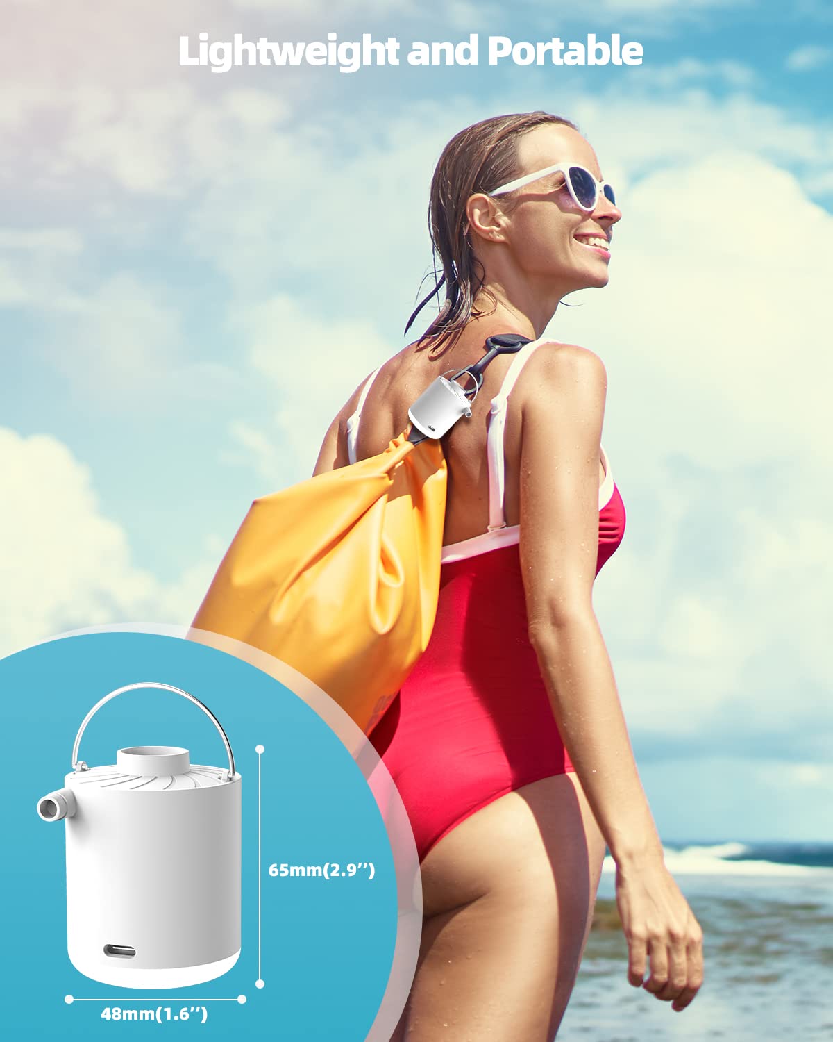**Mini Portable USB Rechargeable Air Pump for Inflatables - Fast Inflation for Air Mattress, Pool Floats, Inflatable Toys - Perfect for Camping, Travel & Home Use**