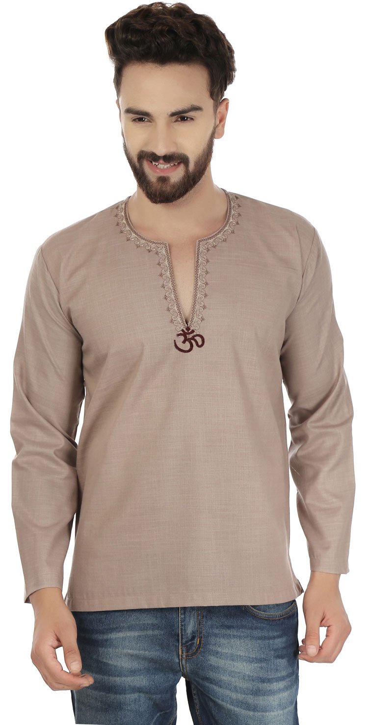 Men's Cotton Embroidered Short Kurta - Traditional Indian Fashion Shirt for Casual Wear & Festive Occasions | Breathable Summer Outfit for Weddings, Parties & Cultural Events