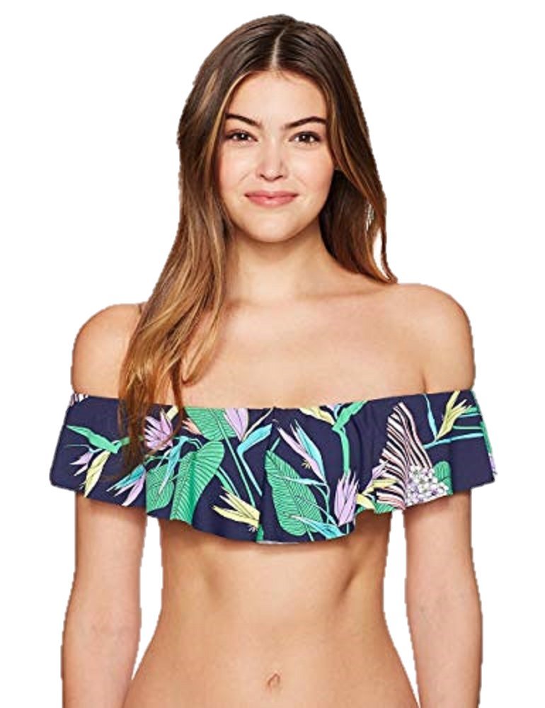Trina Turk Women's Off Shoulder Ruffle Bandeau Bikini Top - Sexy Swimwear for Beach, Pool & Vacation | Perfect for Summer Getaways and Tropical Holidays