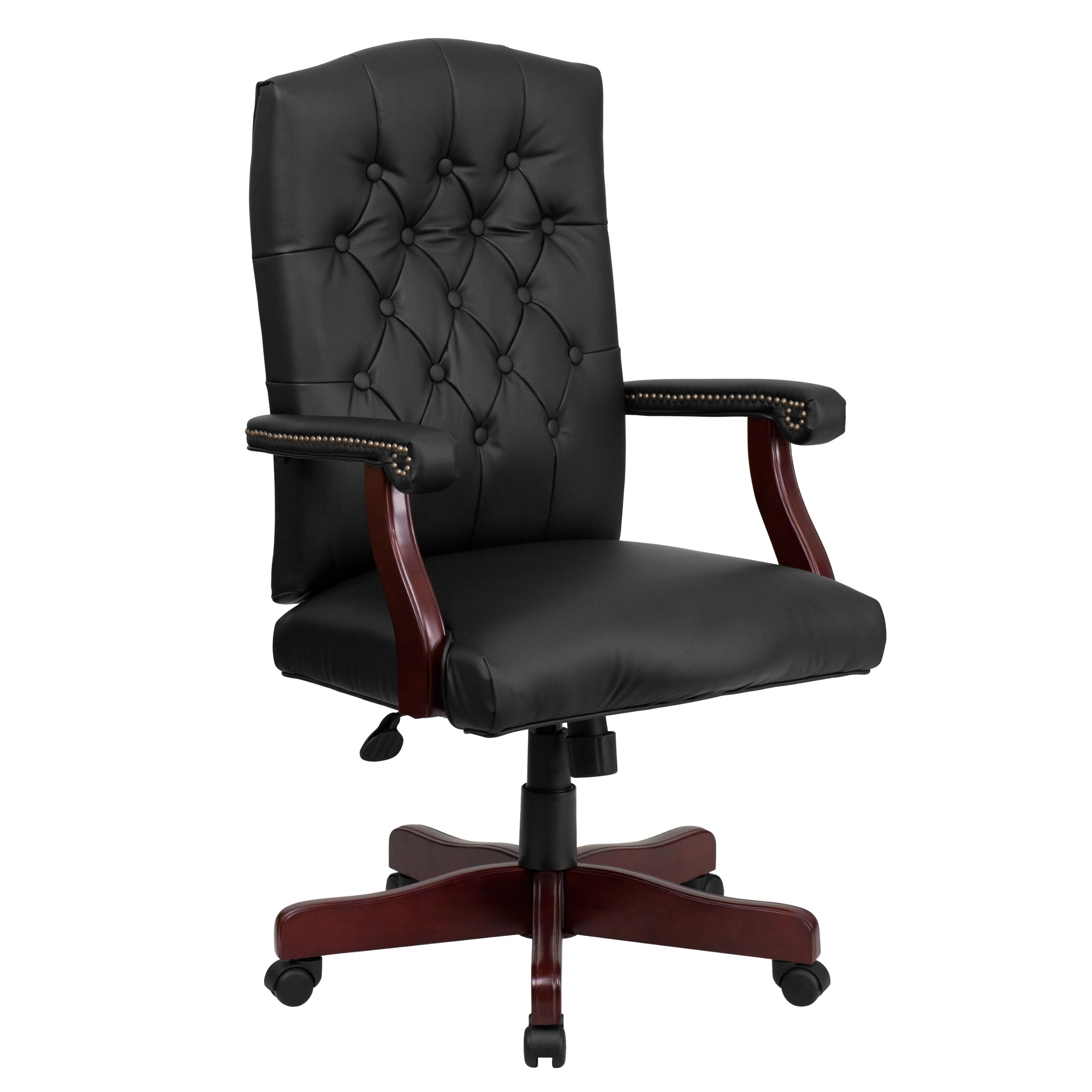 Martha Washington Black LeatherSoft Executive Swivel Office Chair with Arms - Ergonomic High Back Desk Chair for Home Office, Conference Room & Executive Suites