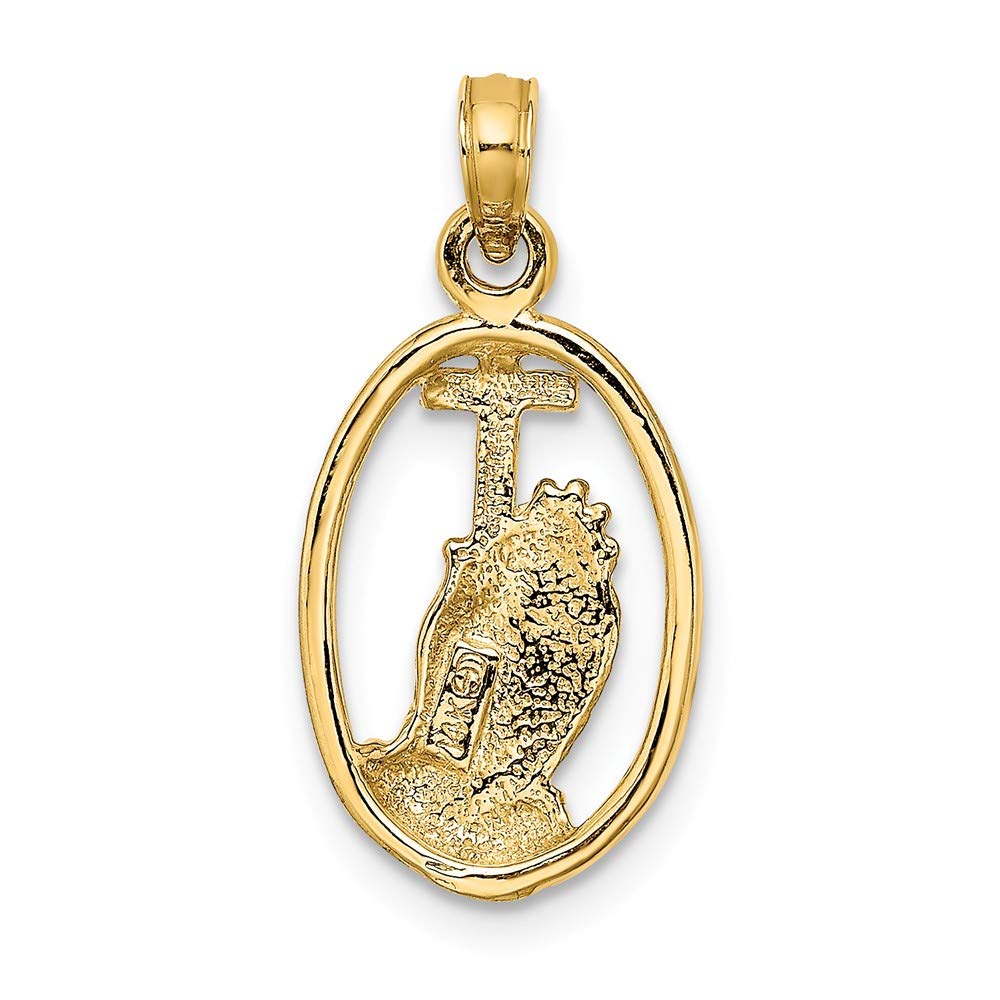 14K Yellow Gold Praying Hands and Cross Oval Pendant - Religious Jewelry for Women, Faith-Based Gift for Baptism, Confirmation & Daily Devotion