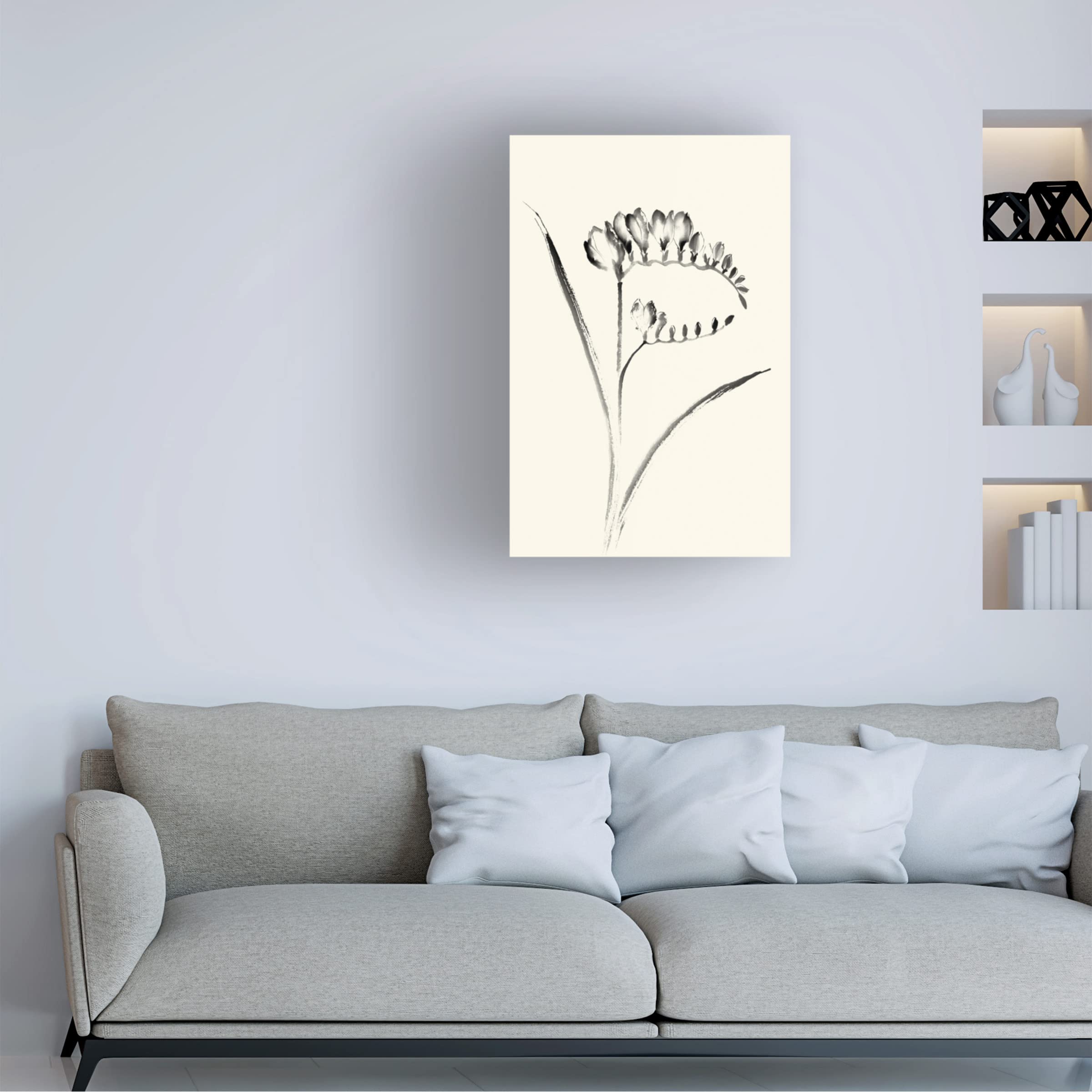 Nan Rae Ink Wash Floral VI Freesia Canvas Wall Art Print - Hand Painted Flower Painting for Living Room, Bedroom & Office Decor
