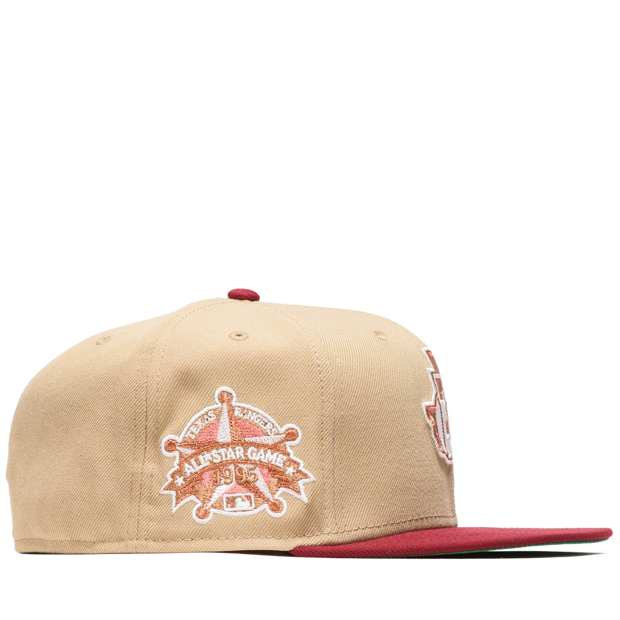 New Era x Politics Texas Rangers 59FIFTY Fitted Hat - Camel/Cardinal - Official MLB Baseball Cap for Men & Women - Perfect for Games, Fan Gear & Streetwear Fashion