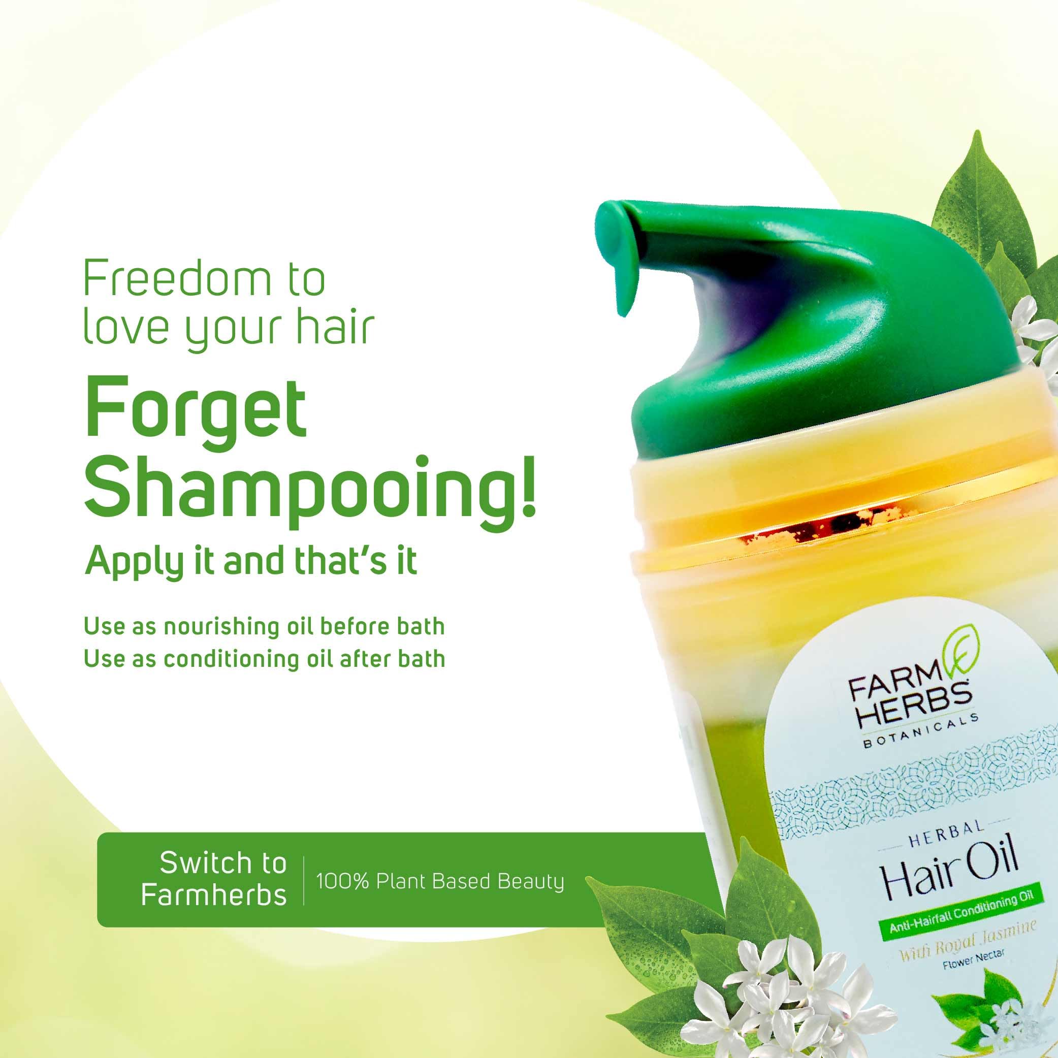 Farmherbs 100% Natural Herbal Hair Oil with Virgin Coconut Oil, Castor Oil & Olive Oil - Ayurvedic Anti-Hairfall Treatment for Men & Women - Non-Sticky Daily Use Hair Conditioner & Nourisher (100ml) - Perfect for Dry, Damaged Hair & Scalp Care at Home or Salon