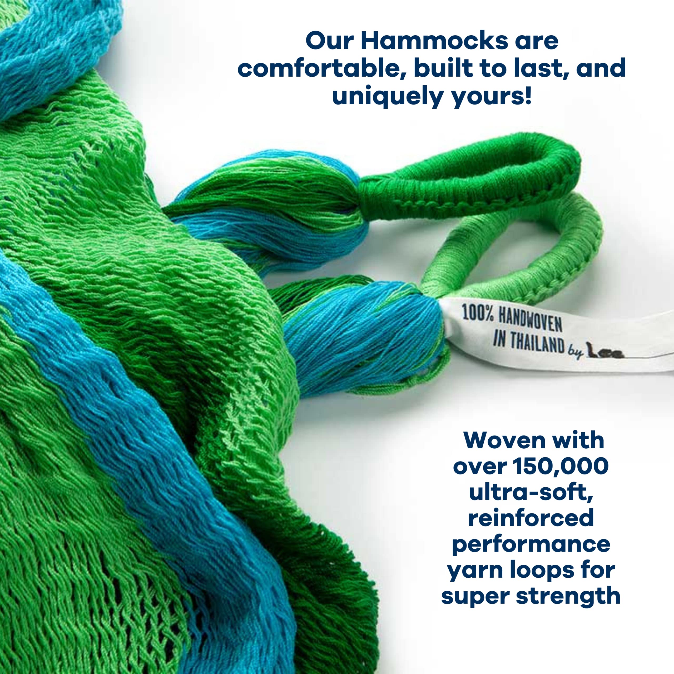 Premium Handwoven Double Hammock by Yellow Leaf - Weatherproof & Ultra Strong for Outdoor Relaxation - Supports 400lbs - Easy Setup - Soft Artisan Crafted in Blue-Green - Perfect for Backyard, Beach & Camping