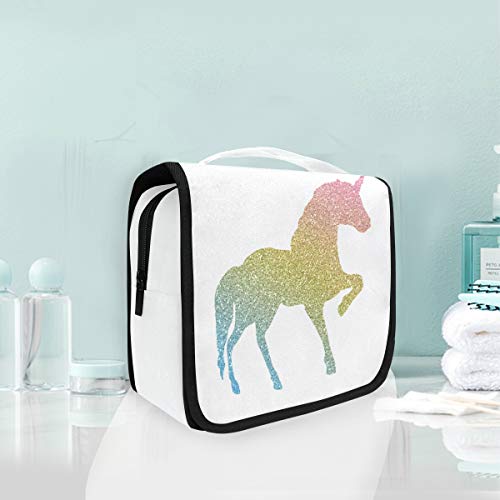 Domook Hanging Travel Toiletry Bag - Waterproof Cosmetic Organizer with Unicorn Rainbow Design for Men & Women | Perfect for Makeup, Shampoo, Toothbrush Storage on Vacation, Camping, Gym