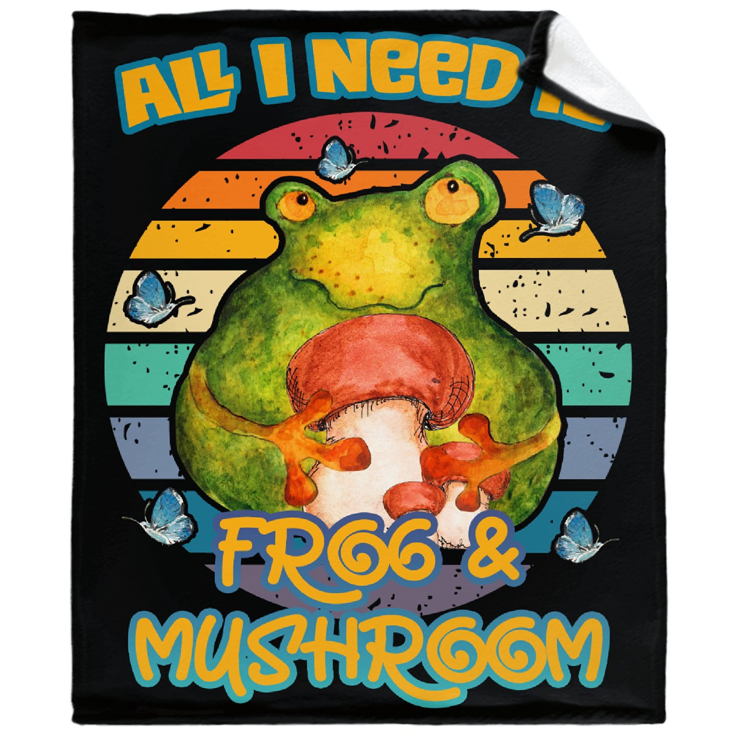 Cozy Frog & Mushroom Flannel Fleece Blanket - 40x30 Inch Ultra Soft Lightweight Throw for Kids, Girls & Boys - Perfect for Bed, Couch, Toddler Nap Time & Anime Room Decor - Cute Gift Idea