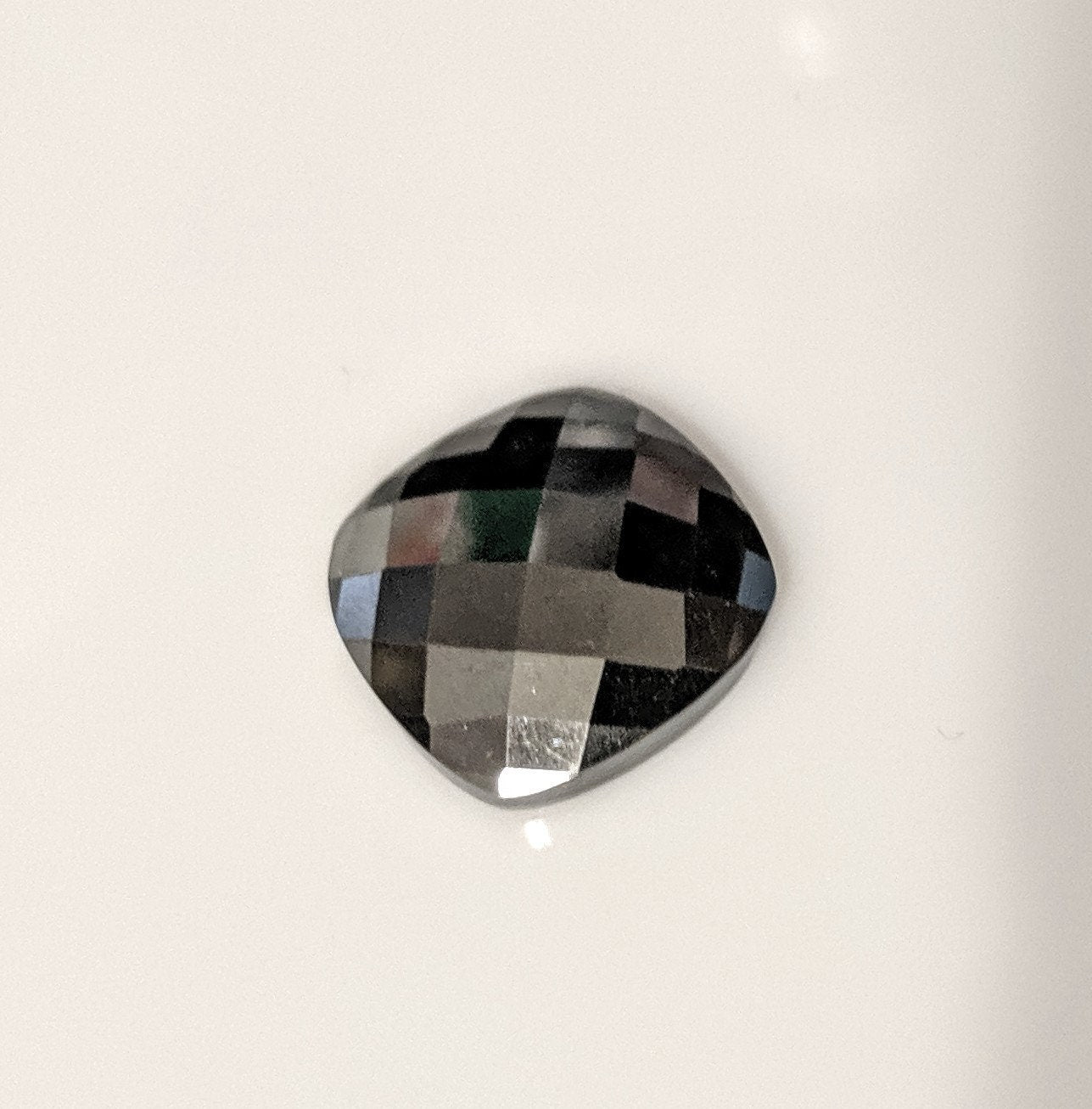 26ct Natural Black Hematite Cabochon - 18x18mm Square Cushion Checkerboard Cut - Premium Large Gemstone for Jewelry Making, Healing Crystals & DIY Crafts