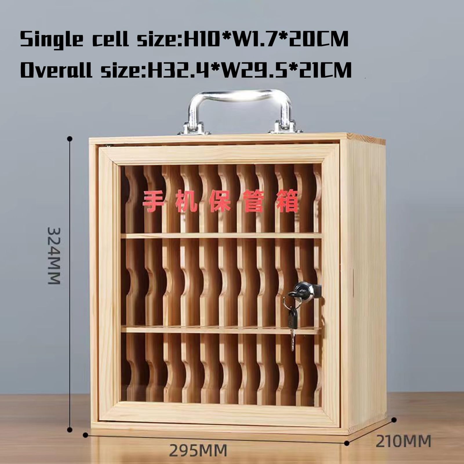 Wooden Cell Phone Storage Locker - 36 Slots Phone Holder Cabinet with Handle for Classroom, Office, and Meeting Rooms | Secure Mobile Device Organizer for Schools, Workplaces & Events