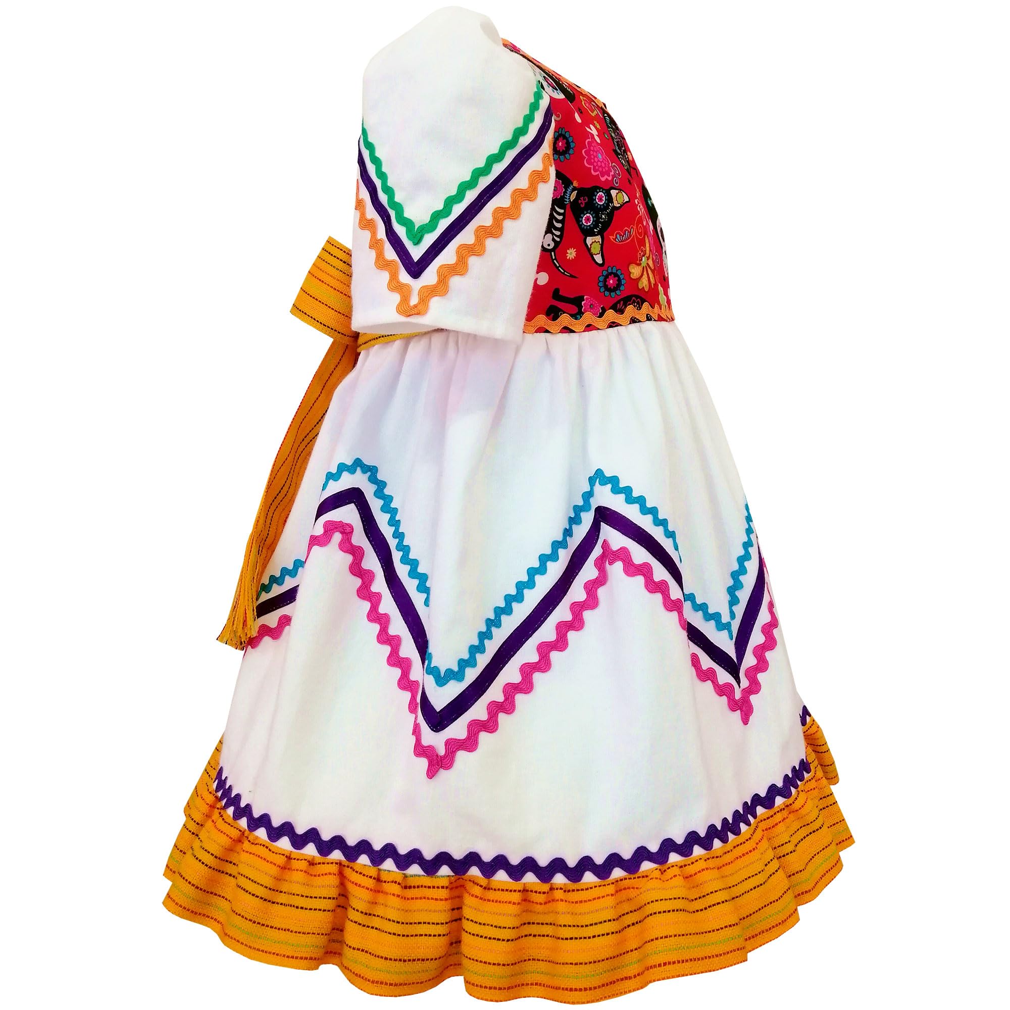 Day of the Dead Mariachi Toddler Girl Dress - Authentic Mexican Handmade Traditional Costume for 1 Year Old - Perfect for Halloween, Dia de los Muertos Celebrations & Cultural Events