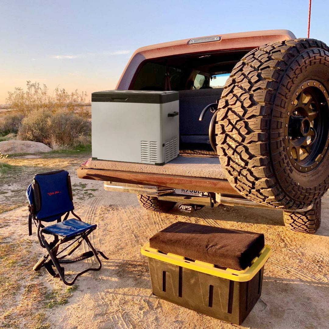 54 Quart RV Refrigerator/Freezer - Portable 12V/24V DC & 90-250V AC Compressor Cooler for Cars, Trucks, RVs, Boats & Home Use - Cools to -4°F (-20°C) - Perfect for Road Trips, Camping & Outdoor Adventures