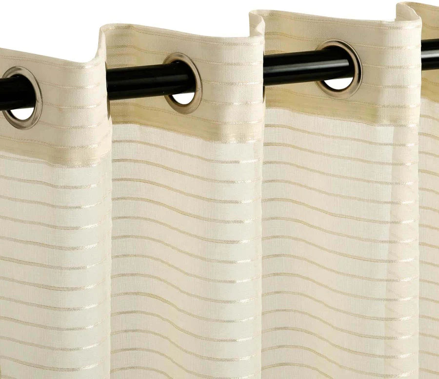 Jackson Striped Sheer Window Curtain Panels - Set of 2 Panels, Light Filtering Sheer Curtains for Living Room, Bedroom, Kitchen - 84 Inches Long, Soft & Airy Textured Fabric