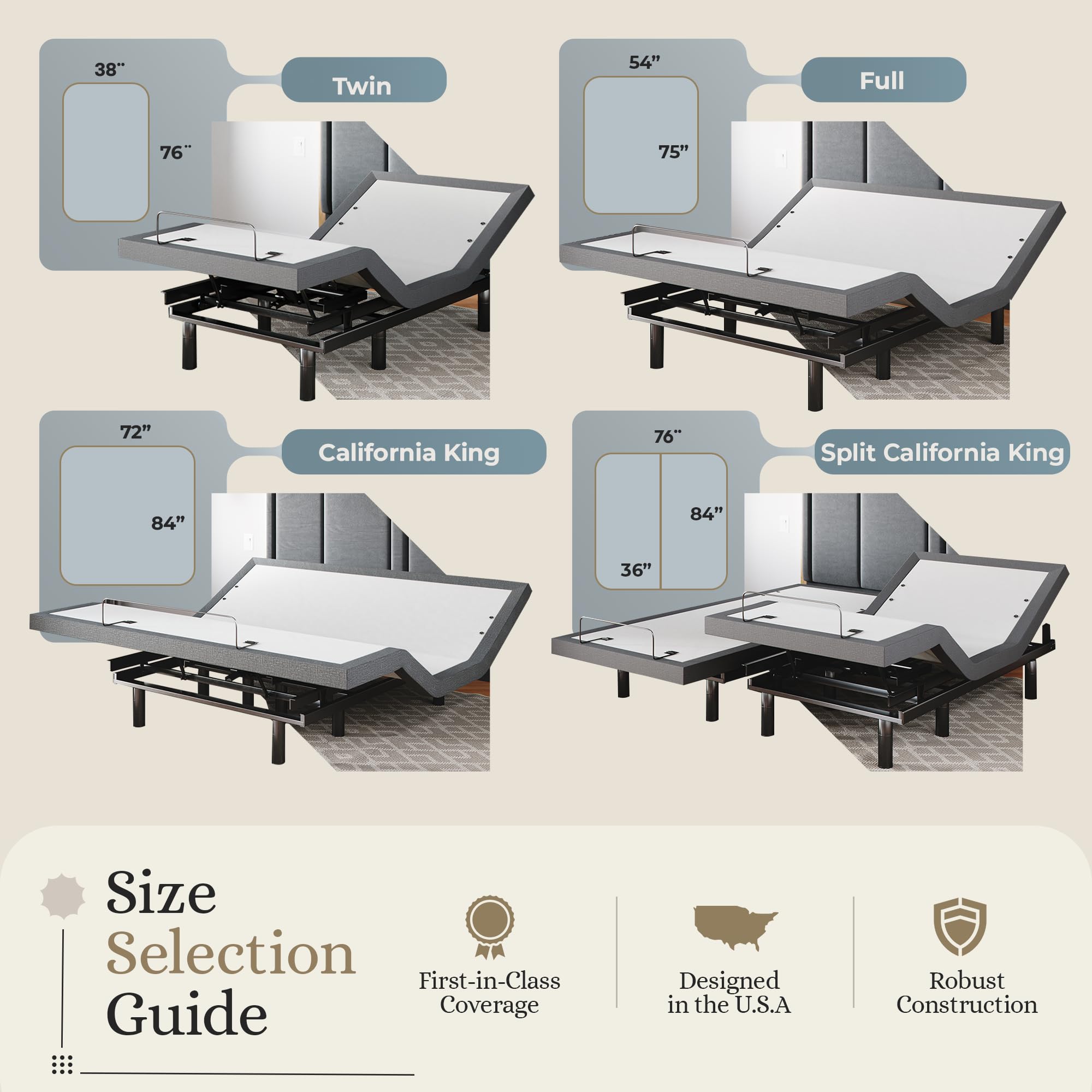Sven & Son Adjustable Bed Base with Massage & USB for Home Comfort
