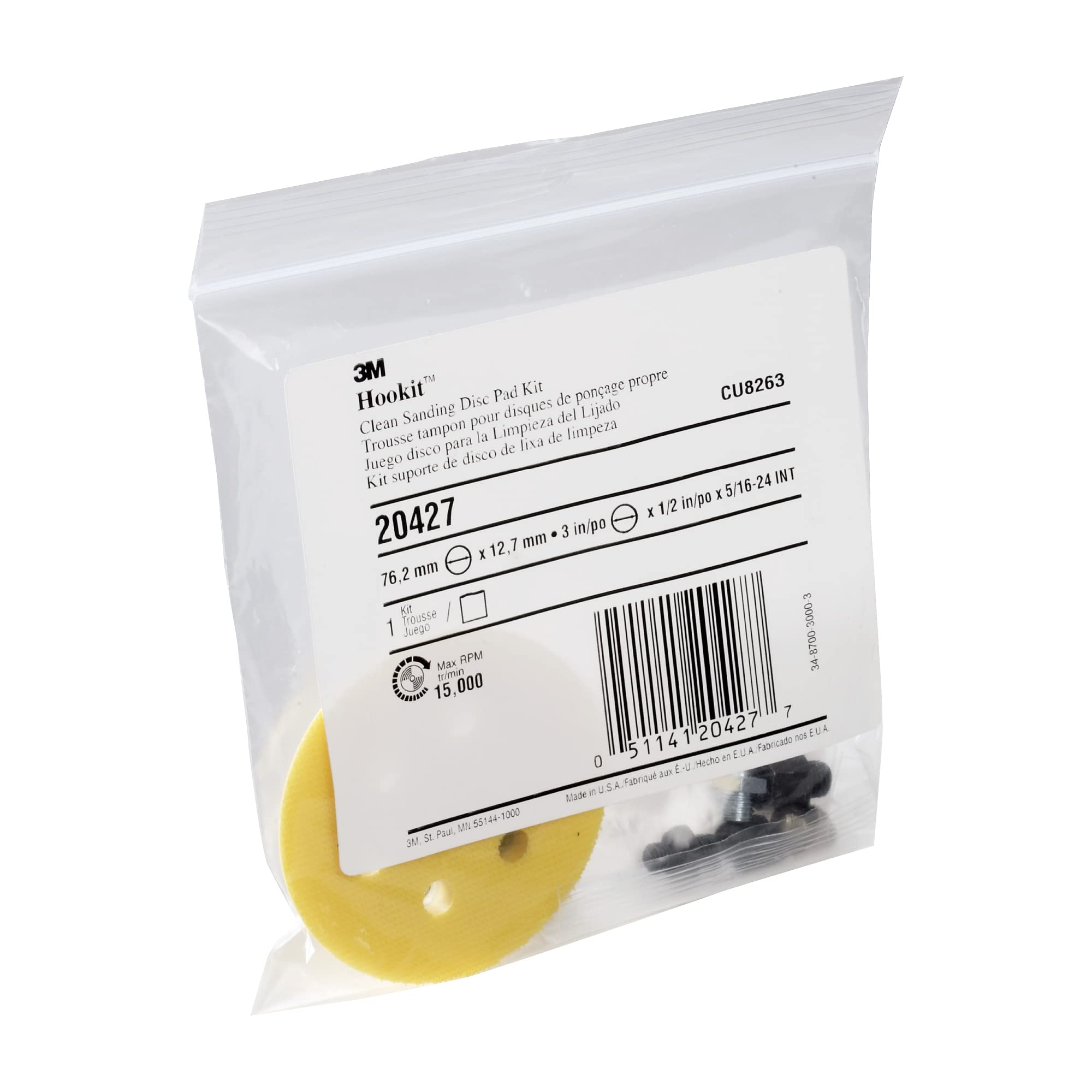 3M Hookit Foam Backing Clean Sanding Disc Pad Kit 20427 - 3 Inch Automotive Sanding Discs with Multiple Adapters for Easy Changing & Vacuum Sanding - Perfect for Car Body Repair, Woodworking & Metal Surface Preparation