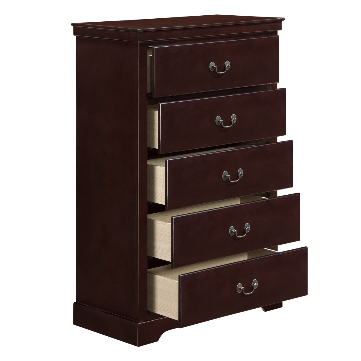 Solid Cherry Wood 5-Drawer Dresser - No Assembly Required - Perfect for Bedroom, Living Room & Office Storage