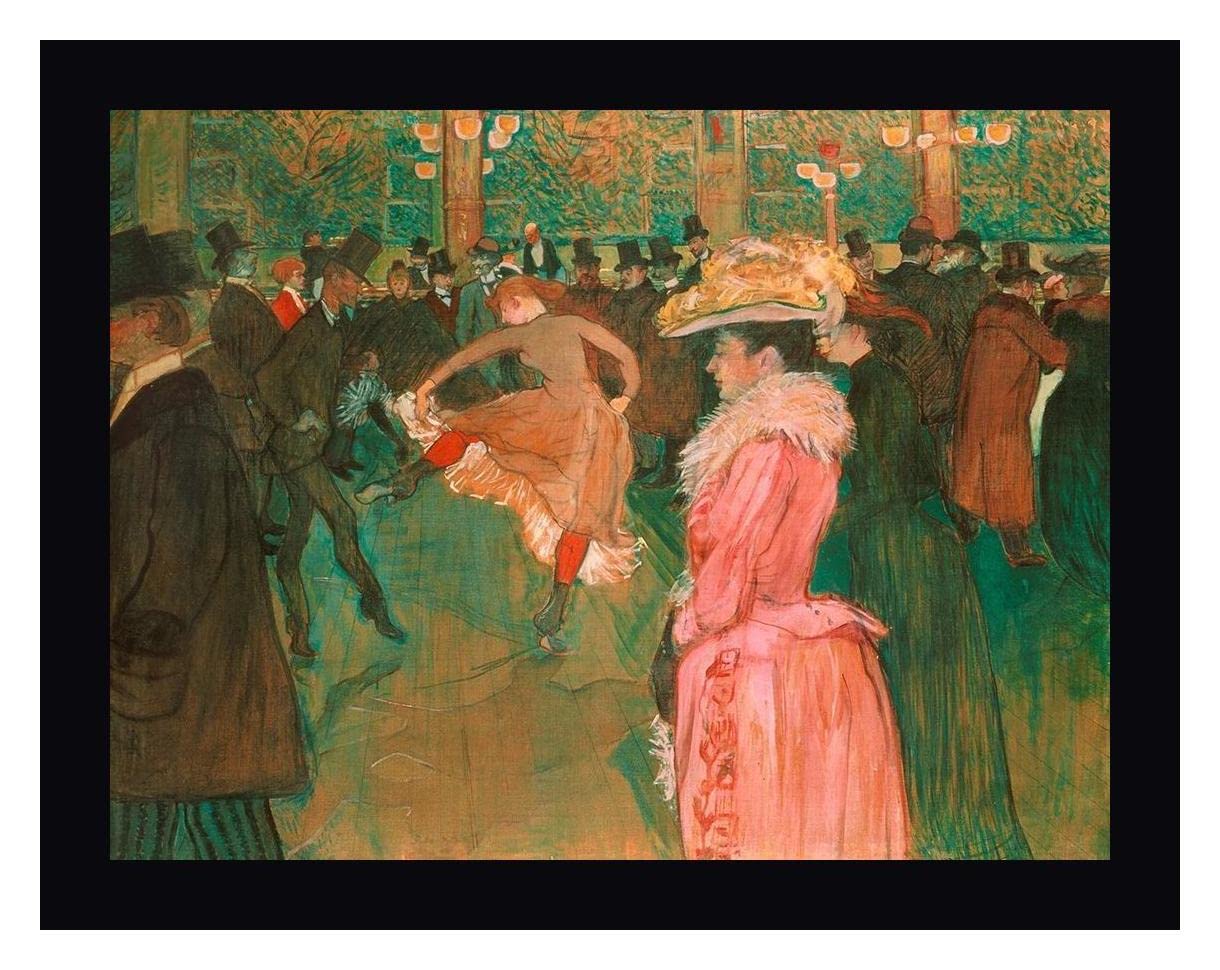 Toulouse-Lautrec Henri 'At the Moulin Rouge: The Dance' 24x30 Inch Framed Canvas Art Print - Black Wood Frame - Ready to Hang Wall Decor for Living Room, Bedroom, or Office