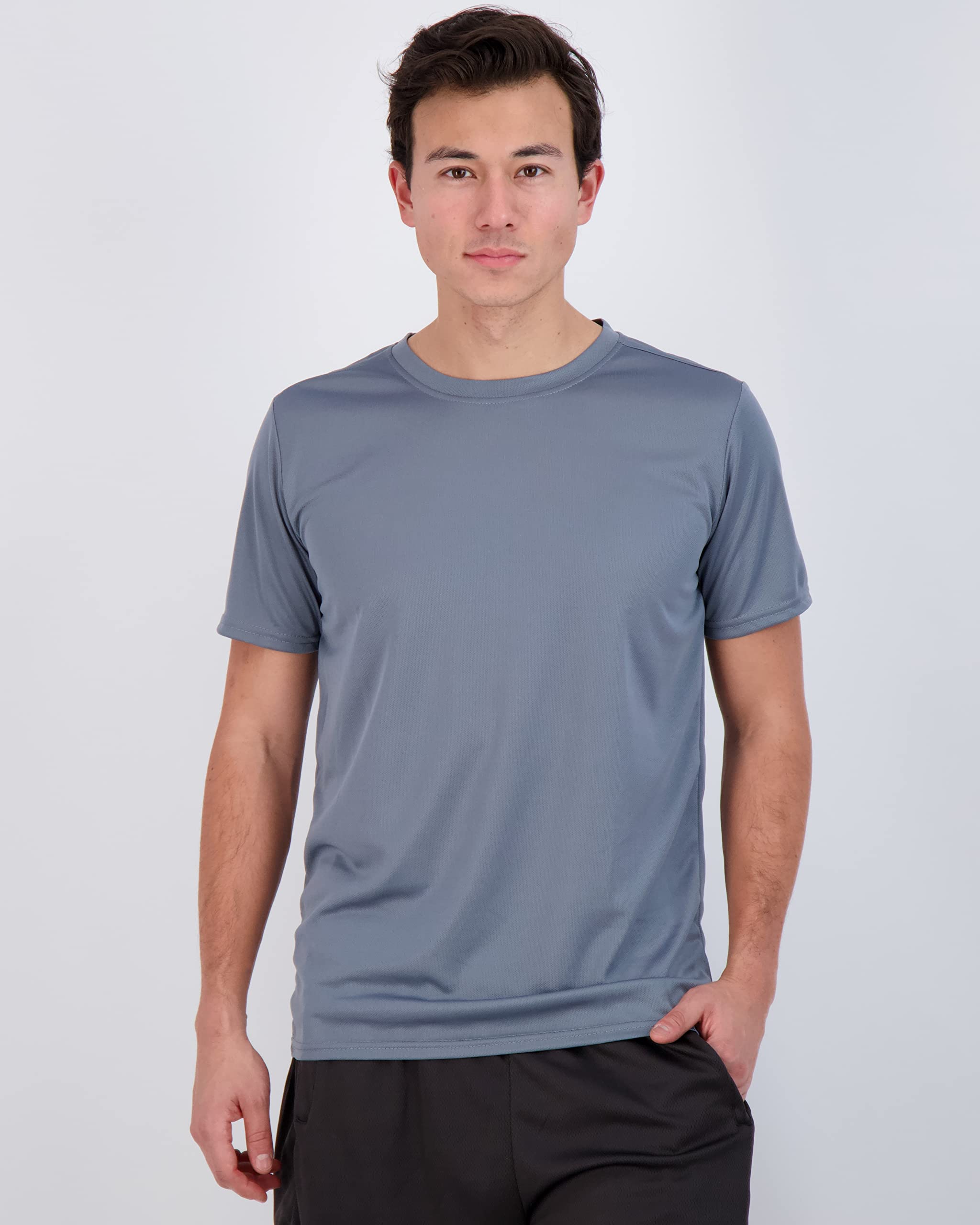 Real Essentials 5 Pack Men's Quick Dry Athletic T-Shirts - Moisture Wicking Activewear Short Sleeve Crew Neck Tees for Gym, Running & Workout (Big & Tall Sizes Available) | Breathable Mesh Fabric for Sports & Casual Wear
