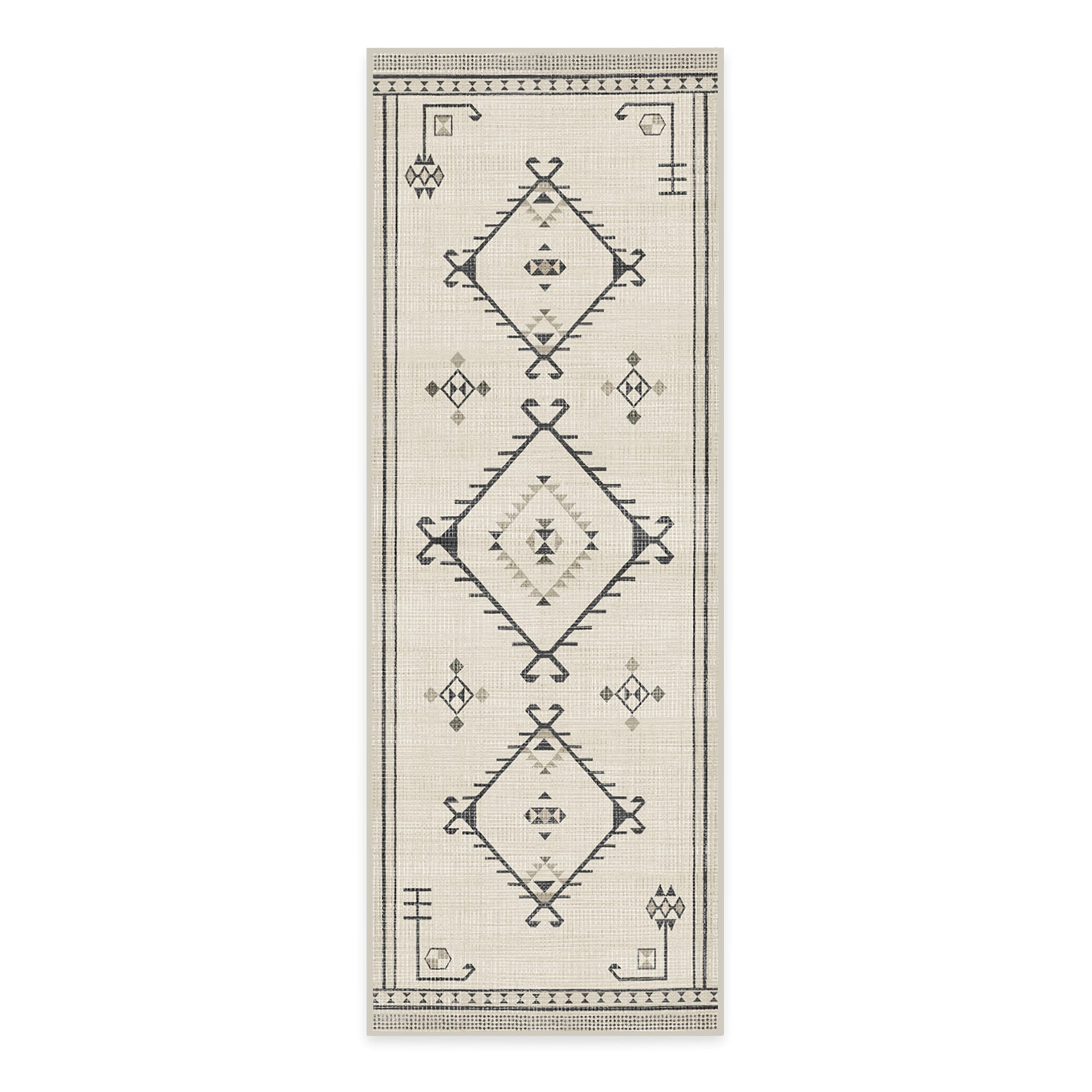 Ruggable Washable 2x7 Runner Rug - Damali Black & White | Non-Slip Kitchen Rug for Hallway, Entryway, Living Room, Bedroom & Office | Easy-Clean Home Decor for High Traffic Areas