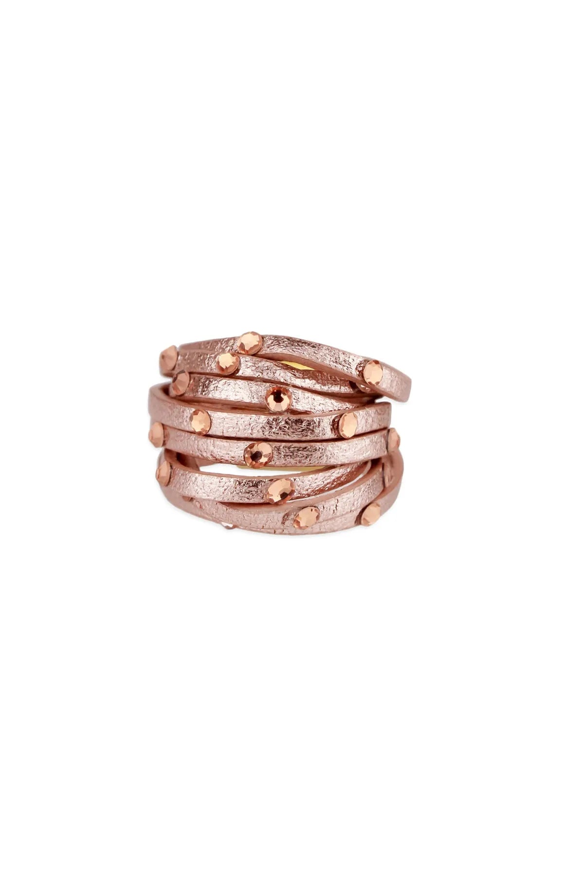 Genuine Leather Crystal Ring for Women - Elegant Fashion Jewelry Gift for Parties, Weddings & Special Occasions