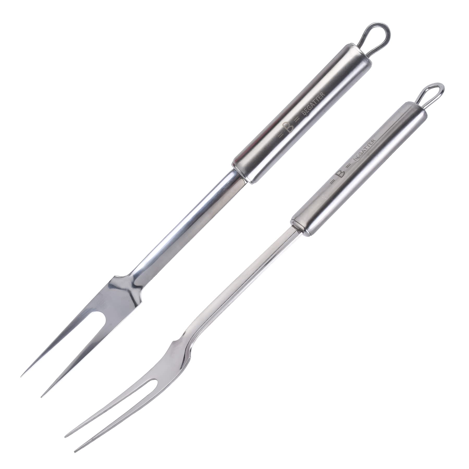 Premium Stainless Steel Meat Forks Set - 2-Prong Large BBQ Forks for Cooking, Carving, Serving & Grilling (13.3 Inch, 2-Pack) - Perfect for Outdoor BBQs, Camping & Kitchen Use