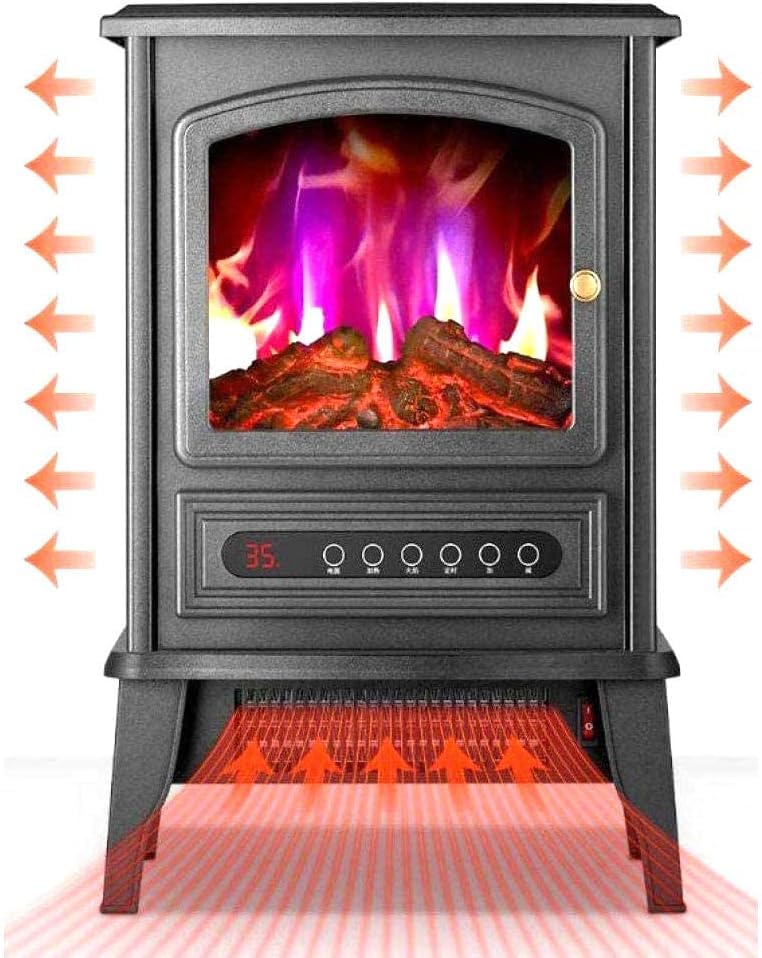 Electric Fireplace Heater with Wood Burning LED Flame - Freestanding, Recessed & Wall Mounted - Remote Control - Perfect for Living Room, Bedroom & Office Warmth