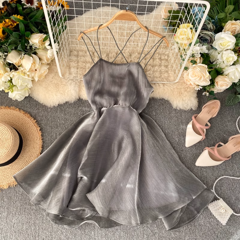 Sexy Backless Cross Strap Summer Dress for Women - Elegant Sleeveless Mini Dress for Beach, Party & Date Night
