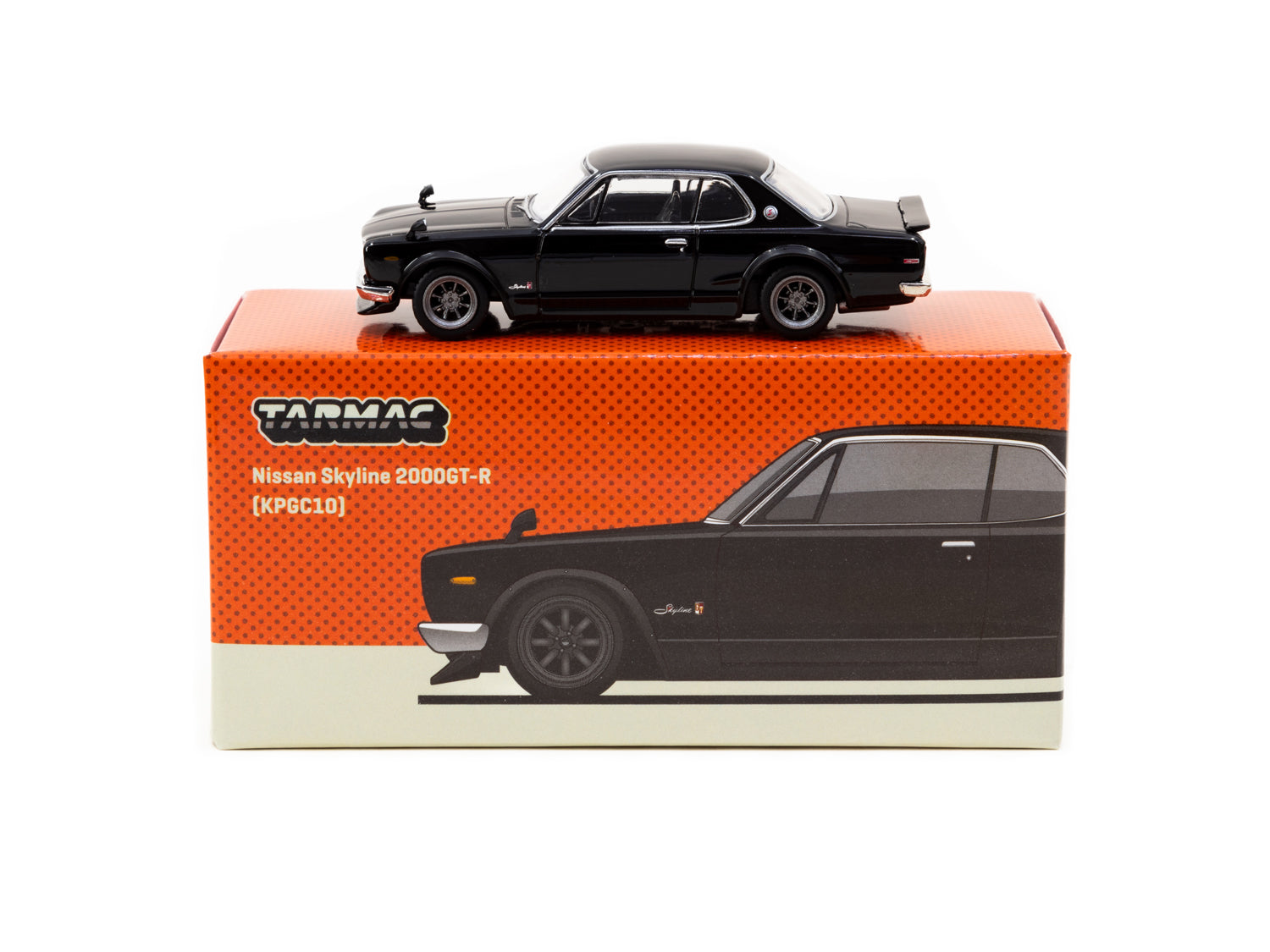 Tarmac Works 1/64 Scale Nissan Skyline 2000GT-R KPGC10 Diecast Model Car - Black - Collectible Miniature Vehicle for Display & Racing Scenes