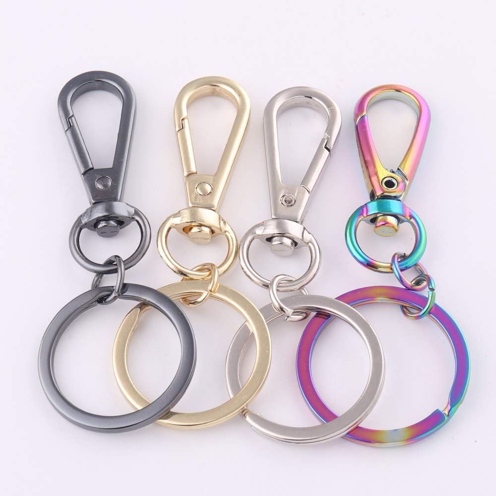 25mm Rainbow Lobster Swivel Claw Clasps with Ring - 6pcs Swivel Hook Keychains, Key Ring Clasp, Strap Hook for Keys, Purse & Handbag Hardware Snap - Perfect for DIY Jewelry, Keychains, Bags & Accessories (Rainbow Color)