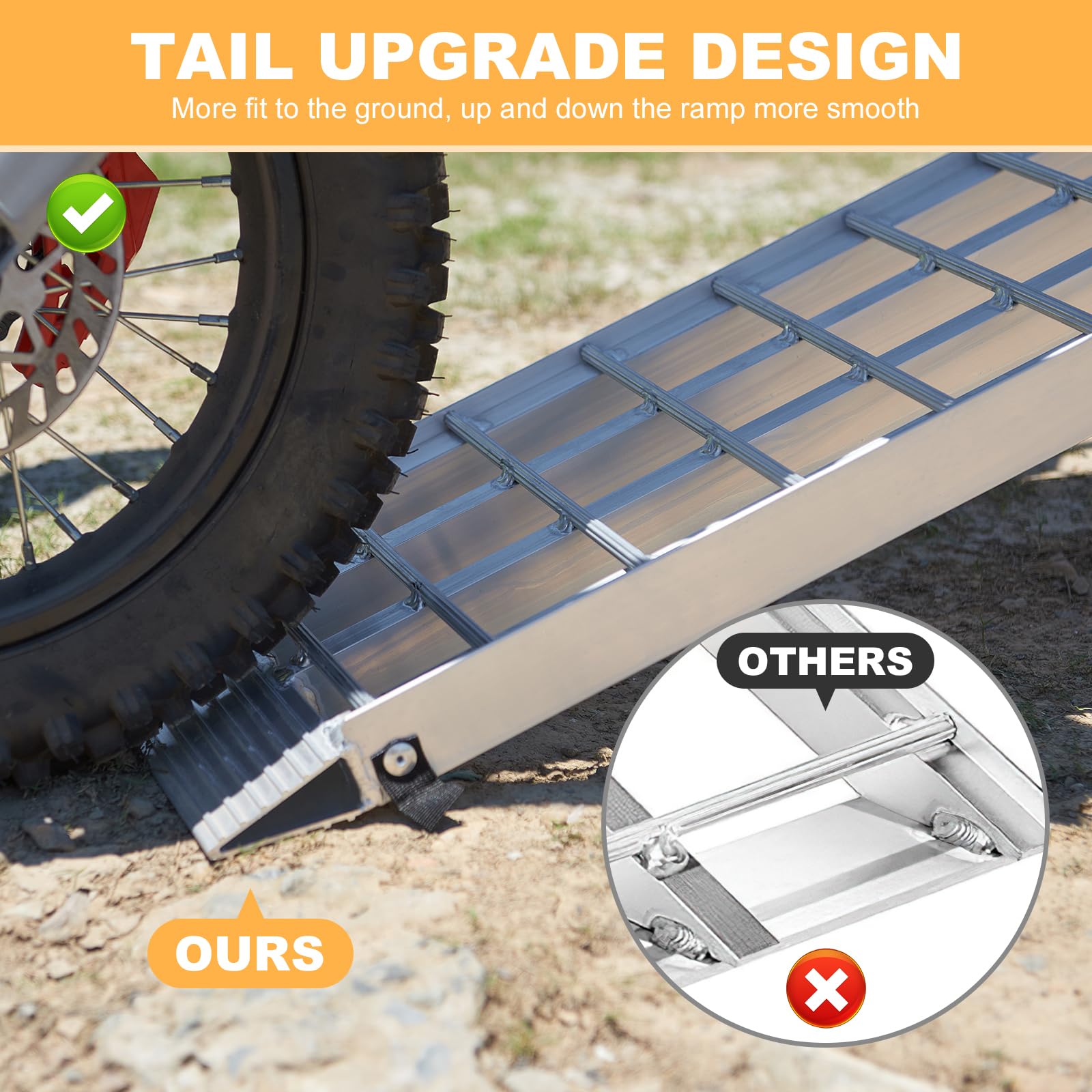 Heavy Duty 7.5' Aluminum Folding Ramps - 2 Pack 3000lbs Capacity Loading Ramps with Handle for ATV, UTV, Truck, Motorcycle, Dirt Bike, Lawn Mower & Snow Blower - Perfect for Garage, Warehouse & Off-Road Loading