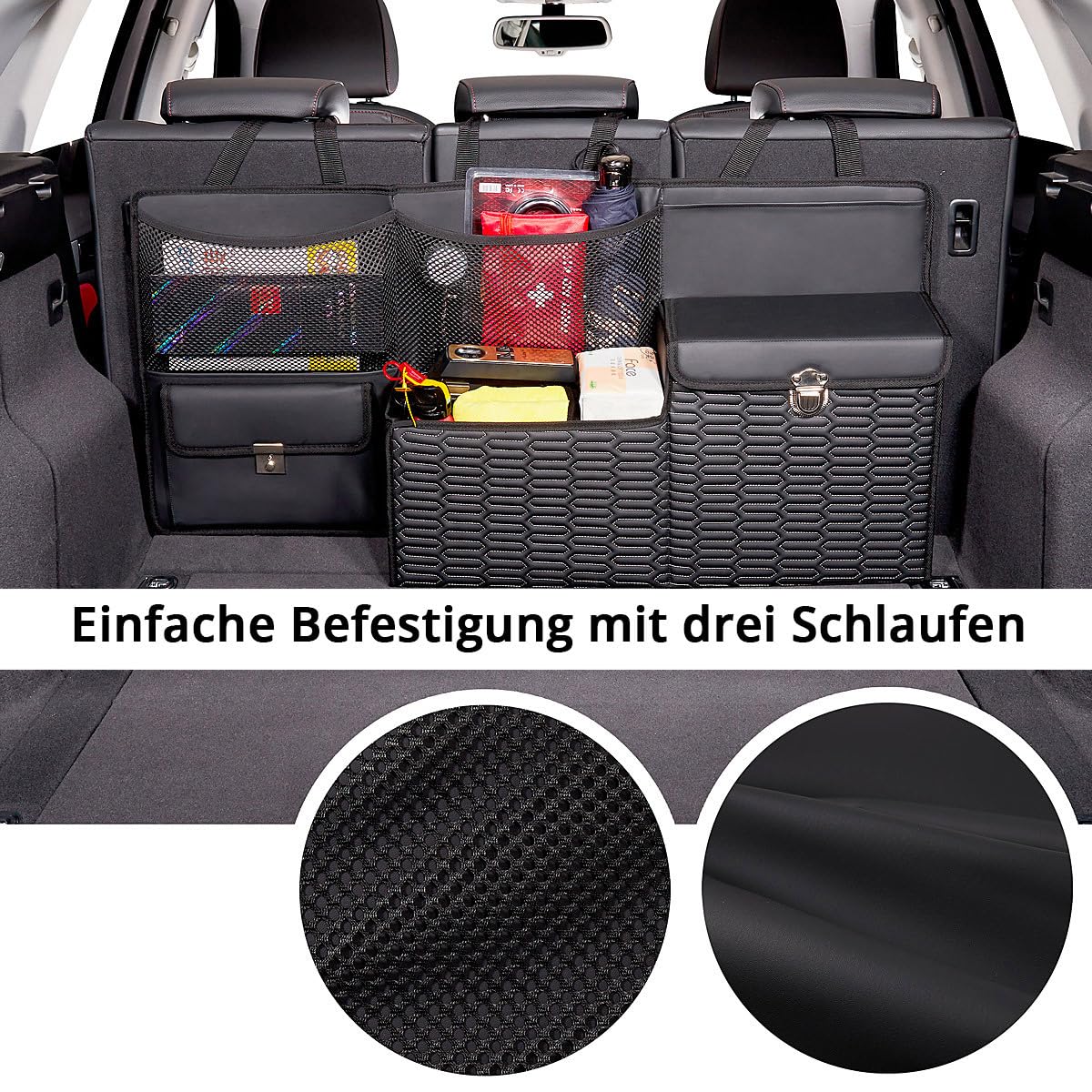 Stahlwerk Car Trunk Organizer TO-995 ST - Auto Storage Bag with Multiple Compartments & Pockets | Waterproof & Durable Trunk Organizer for SUV, Sedan, Minivan | Perfect for Travel, Camping, Grocery Shopping & Road Trips