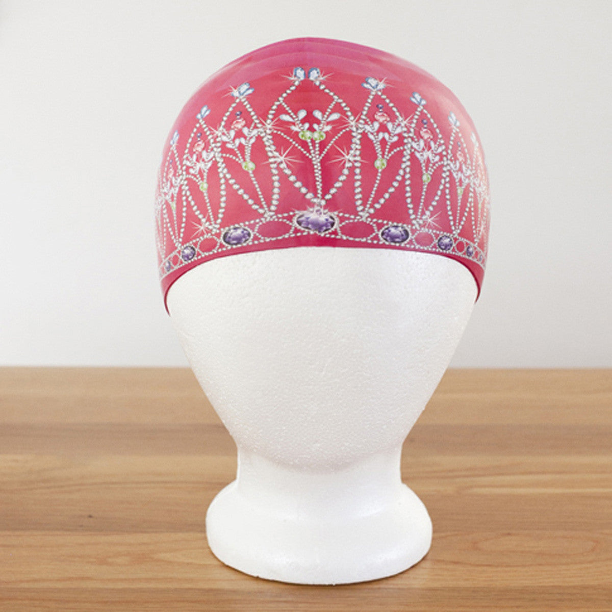 Royal Crown Silicone Swimming Cap for Women - Princess Pink Waterproof Swim Cap for Long Hair, Pool, Lap Swimming & Competitive Swim Training