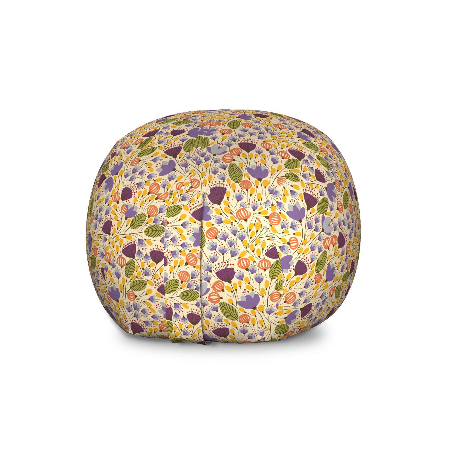 Ambesonne Large Multicolor Storage Toy Bag Chair - Retro Floral Doodle Design, Washable Stuffed Animal Organizer | Perfect for Kids' Room, Playroom & Nursery Organization