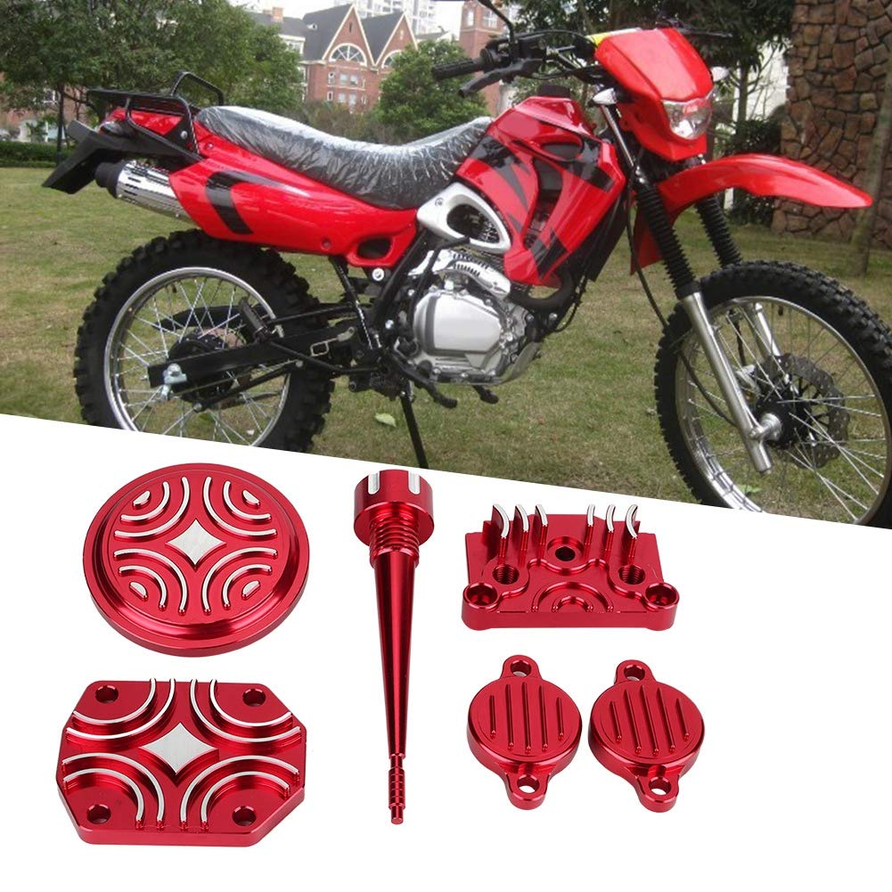 Aluminum Engine Dress Up Cover Kit for Pit Dirt Bike - Red Anodized Motorcycle Accessories for Off-Road Racing & Trail Riding