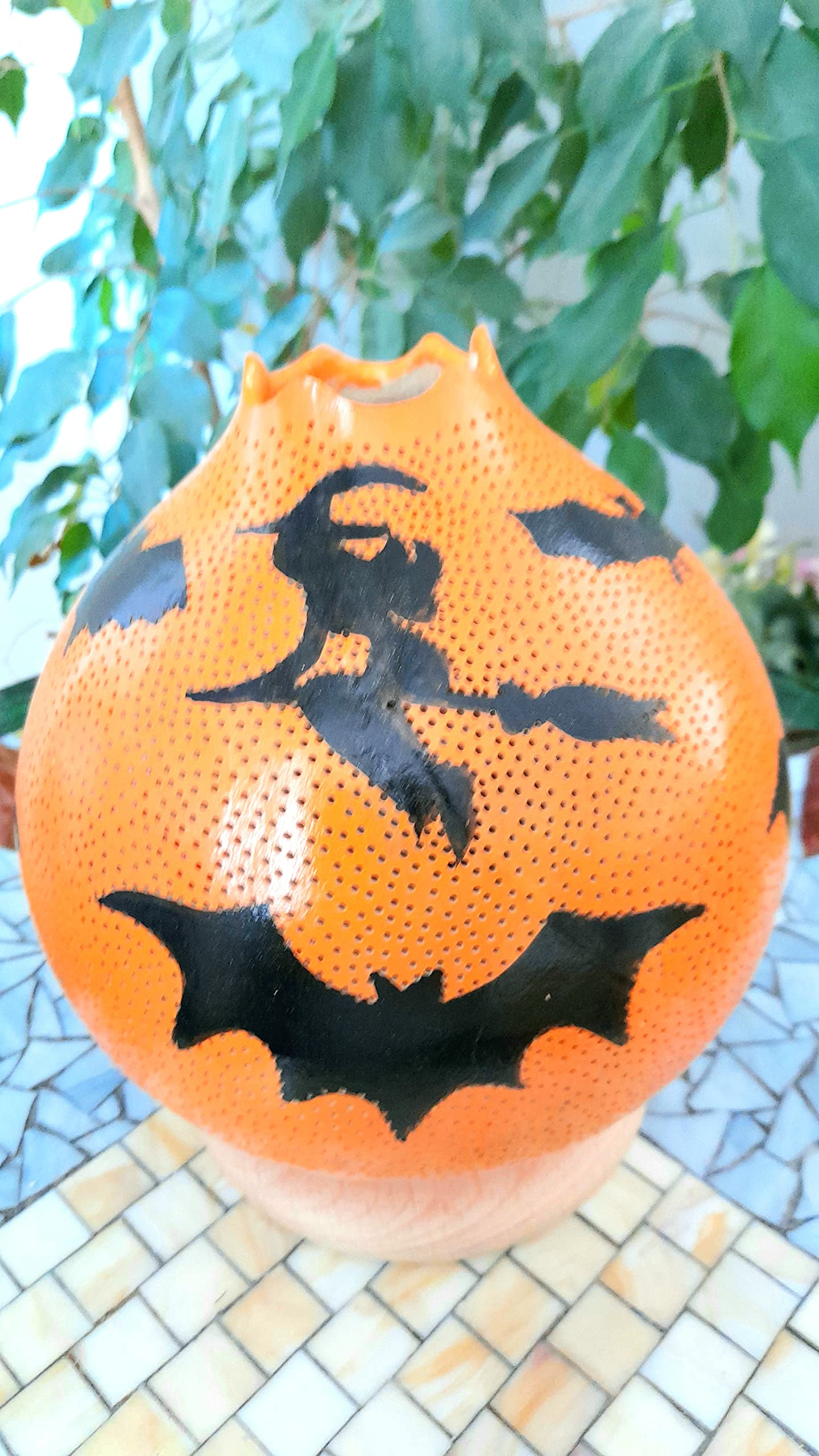 Flying Witch Broom Night Light with Bats - Halloween Decorations, Spooky LED Lamp for Home, Party & Outdoor - Perfect Halloween Gift for Kids & Adults