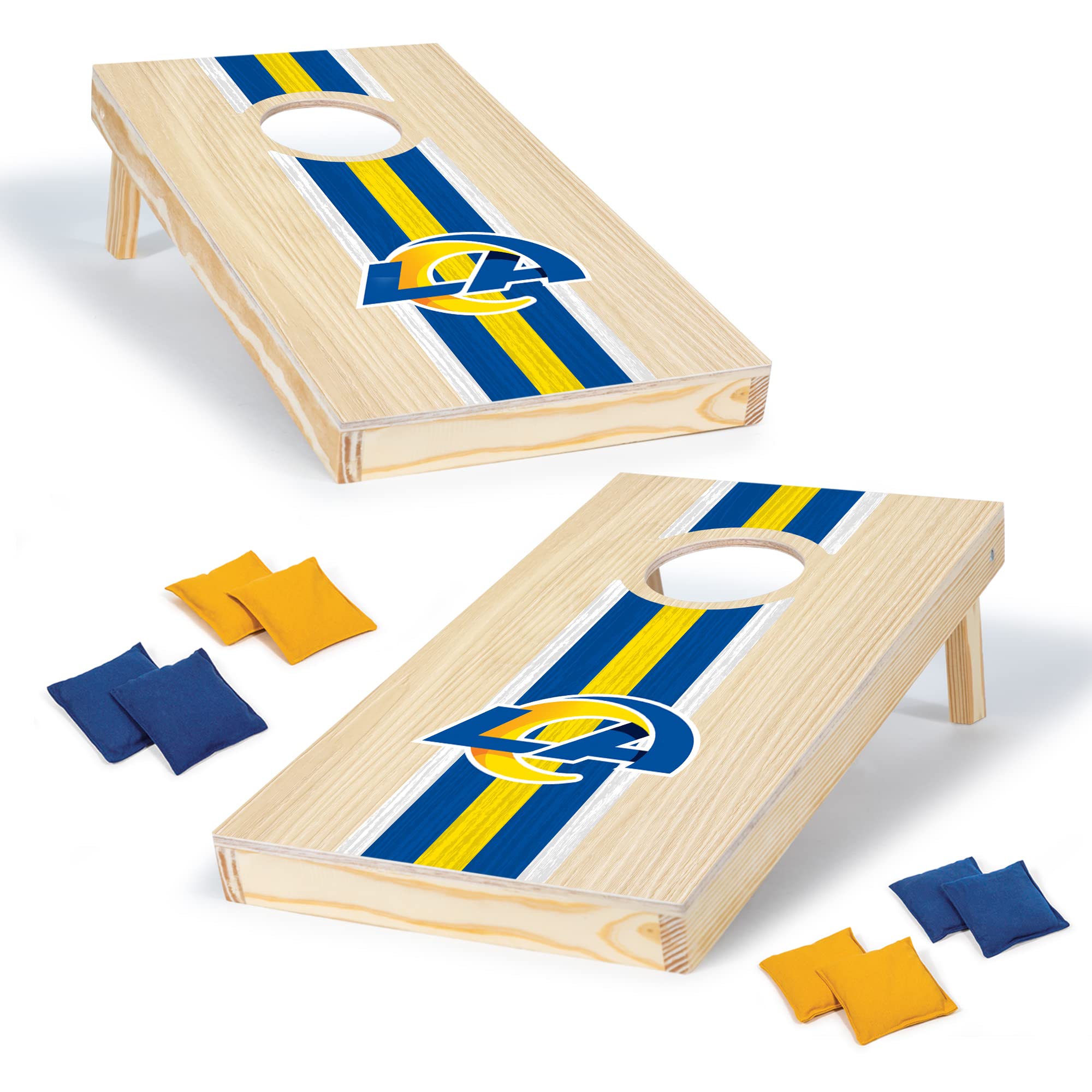 Los Angeles Rams NFL Cornhole Set - 1' x 2' Travel Size Solid Wood Bean Bag Toss Game with HD Team Graphics | Perfect Outdoor Tailgating, Backyard BBQ & Family Game Night | Great Gift for Football Fans