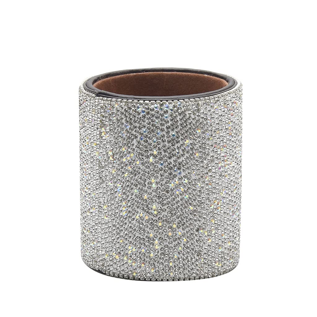 Stylish Rhinestone Pencil Holder & Cosmetic Organizer - Portable Round/Square Multifunctional Desk Storage for School, Office & Makeup Vanity | Perfect Gift for Students & Professionals
