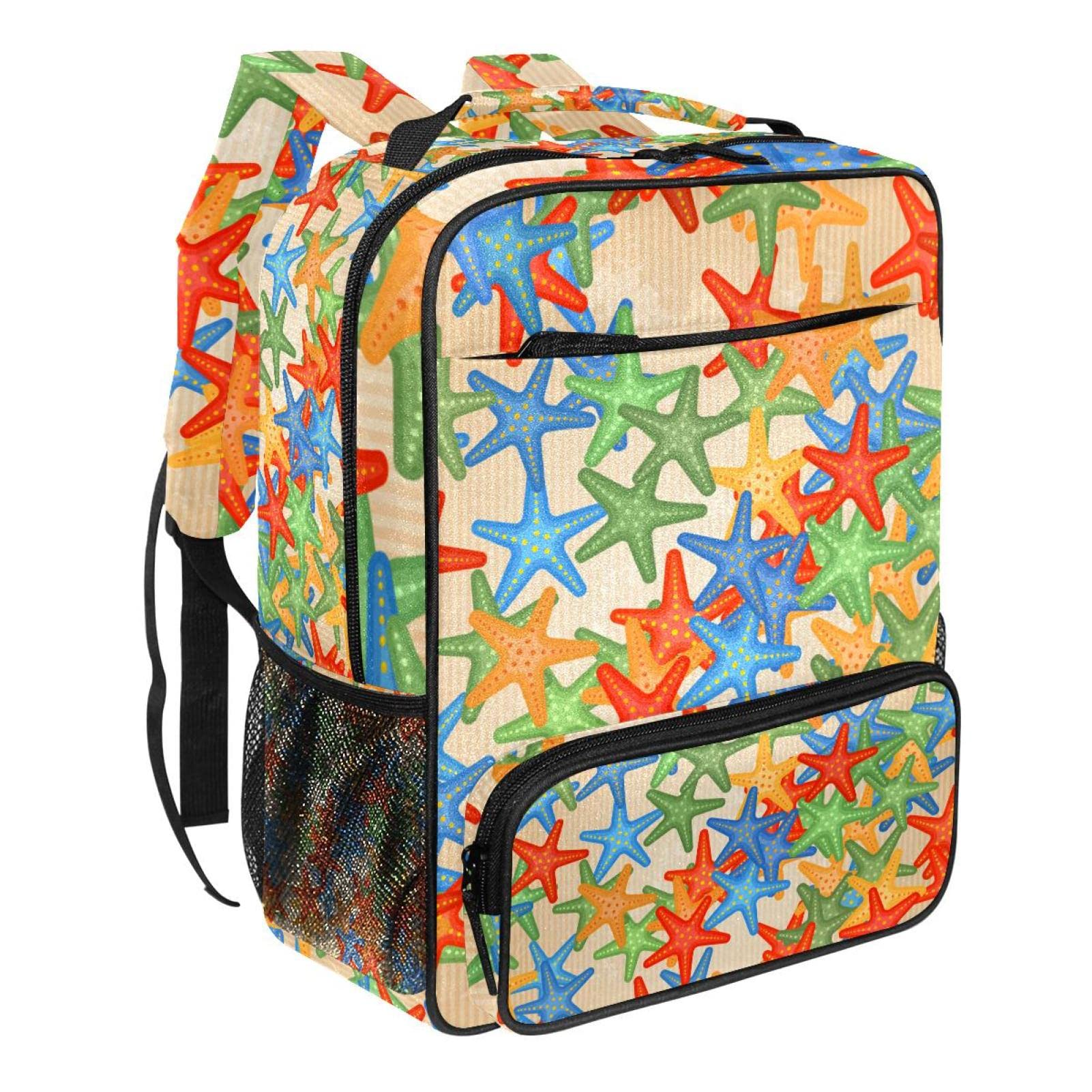 Waterproof Travel Backpack for School & Laptop - Lightweight Canvas Bookbag with Cartoon Starfish Print for Girls & Boys - Perfect for College, Commuting & Weekend Trips