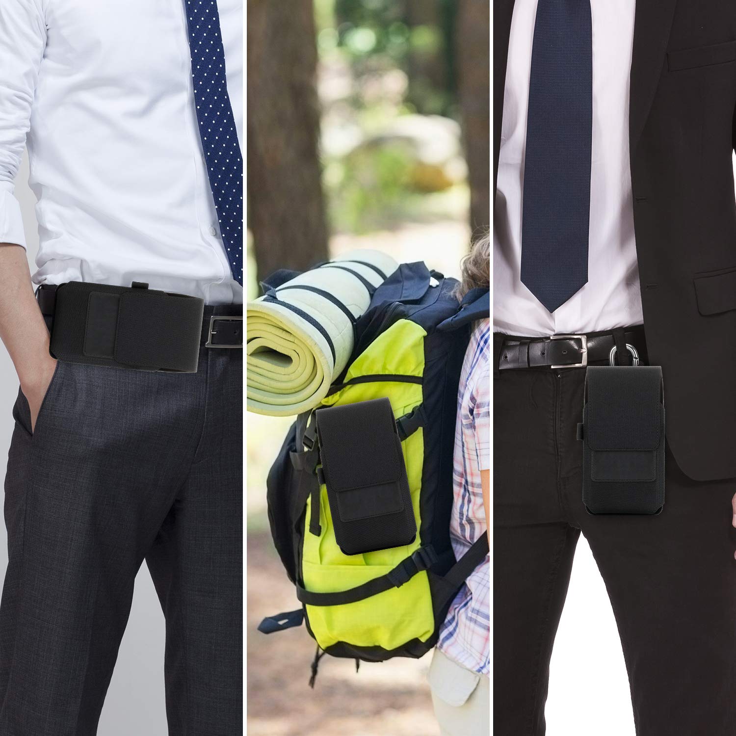 Durable Nylon Phone Pouch Holster Case with Belt Clip - Compatible with iPhone 16/15/14/13/12 Pro Max & Galaxy S24+/S23+/S22+/S21+/Note 20 Ultra 5G - Perfect for Outdoor Activities, Work & Travel