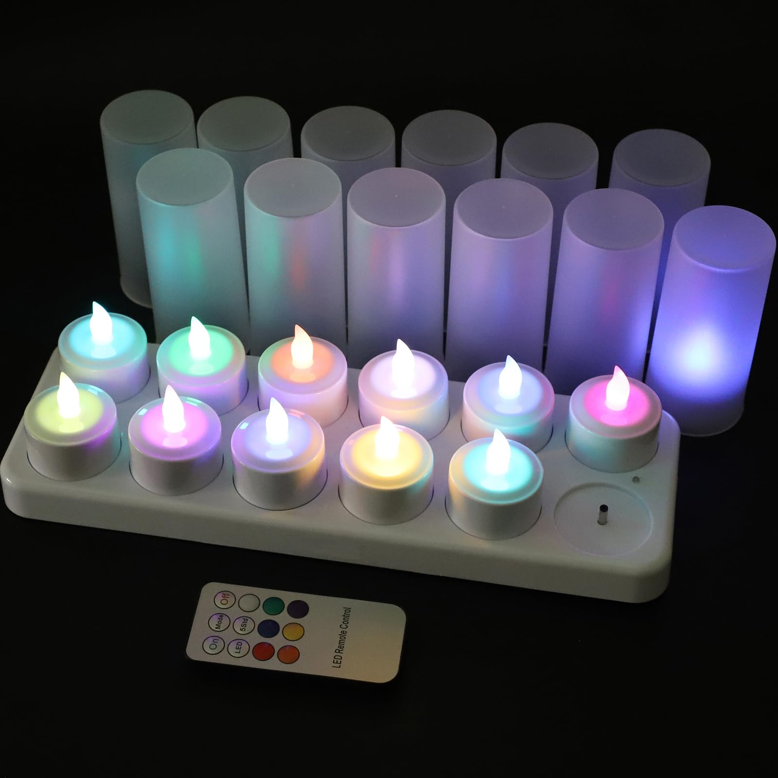 12Pcs LED Color Changing Tea Lights with Remote - 7 Colors for Holiday & Table Decor
