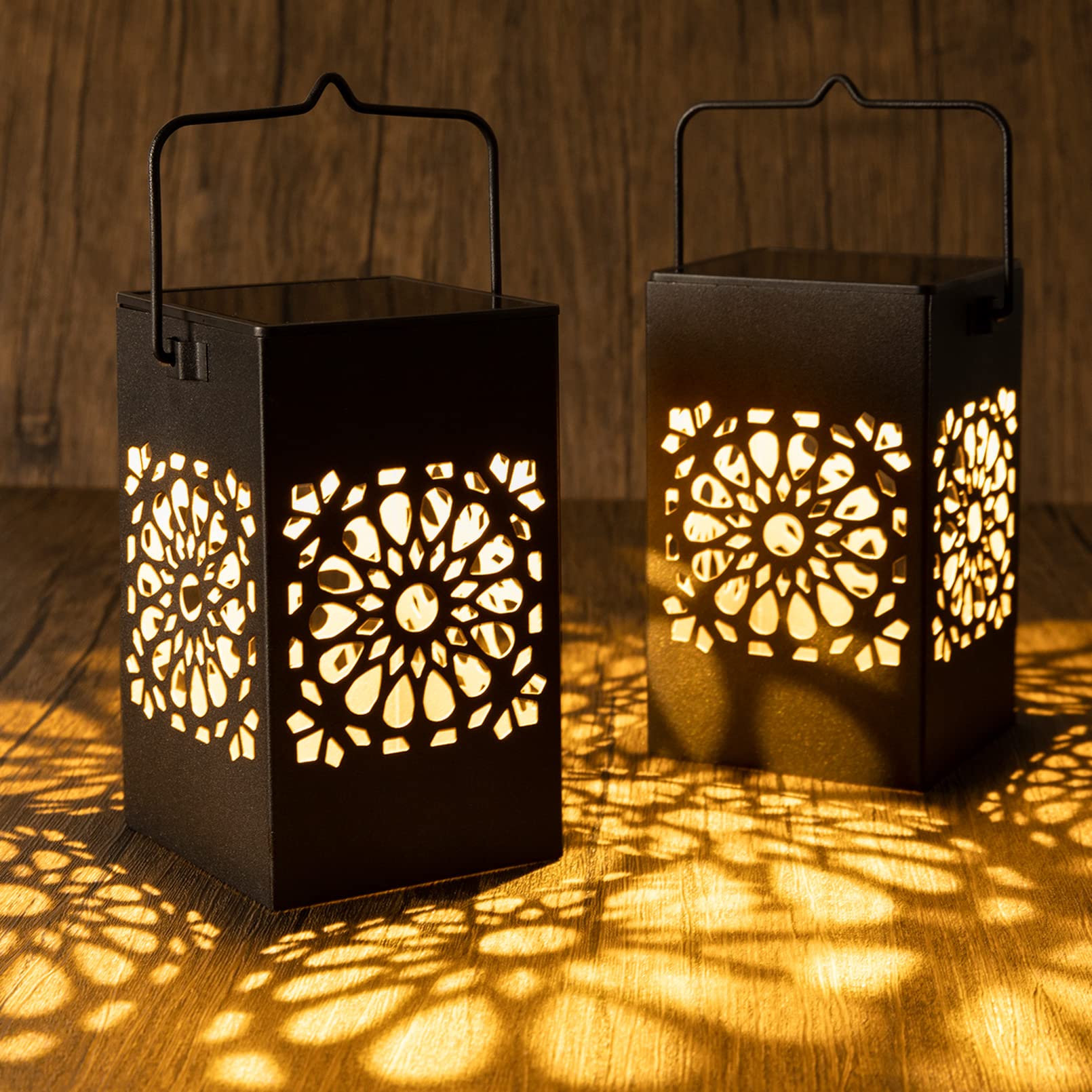 2 Pack Solar Lanterns Outdoor Hanging Lights - IP65 Waterproof Solar Powered Garden Lights for Patio, Yard, Lawn, Fence & Tree Decoration | Perfect for Landscape Lighting, Backyard Parties & Pathway Illumination