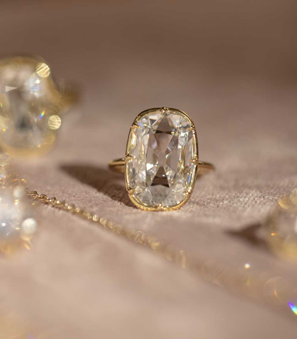 Gigi Unique Engagement Ring - Lab Grown Cushion Cut Diamond Vintage Style Ring for Women | Perfect for Proposals, Anniversaries & Special Occasions