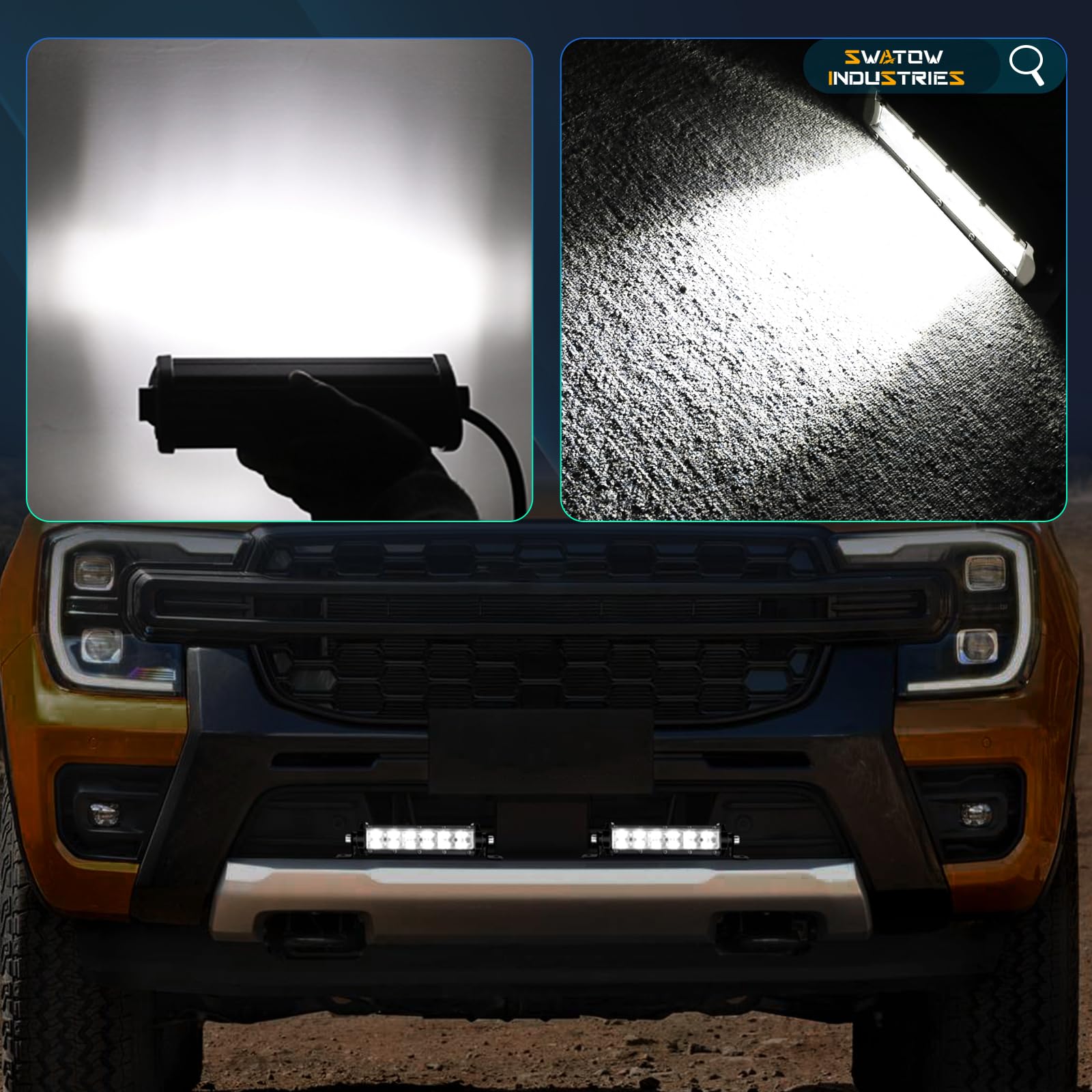 2PCS 6 Inch LED Light Bar & 20 Inch Single Row LED Light Bar - Black Series Off-Road Bumper Light Bars for Jeep, Toyota, Ram, Chevy, UTV - Perfect for Night Driving, Off-Roading, Camping & Emergency Lighting