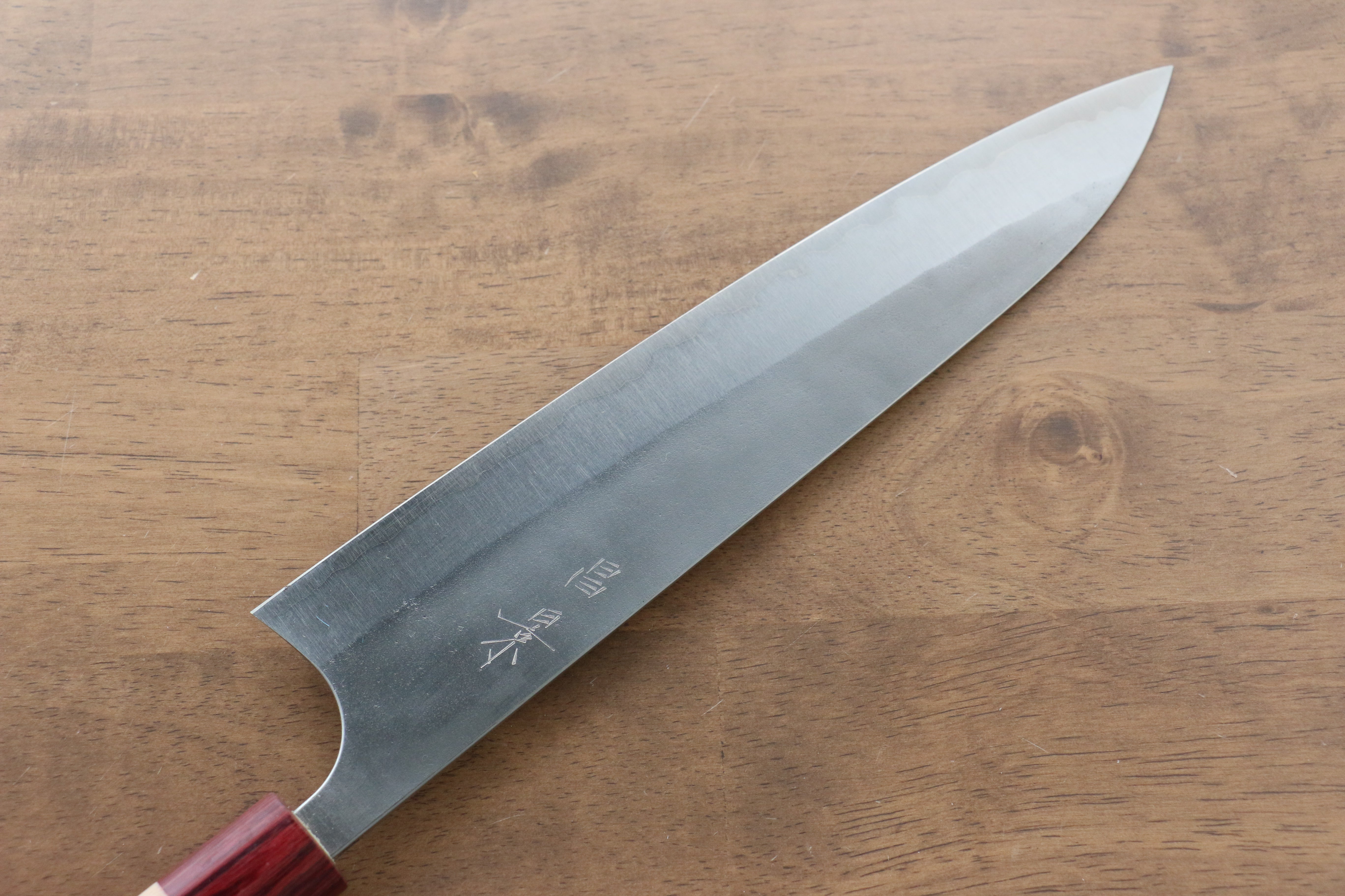 Masakage Yuki White Steel No.2 Nashiji Gyuto 240mm Japanese Chef Knife with Magnolia Wood Handle - Perfect for Sushi, Meat Slicing & Professional Kitchen Use