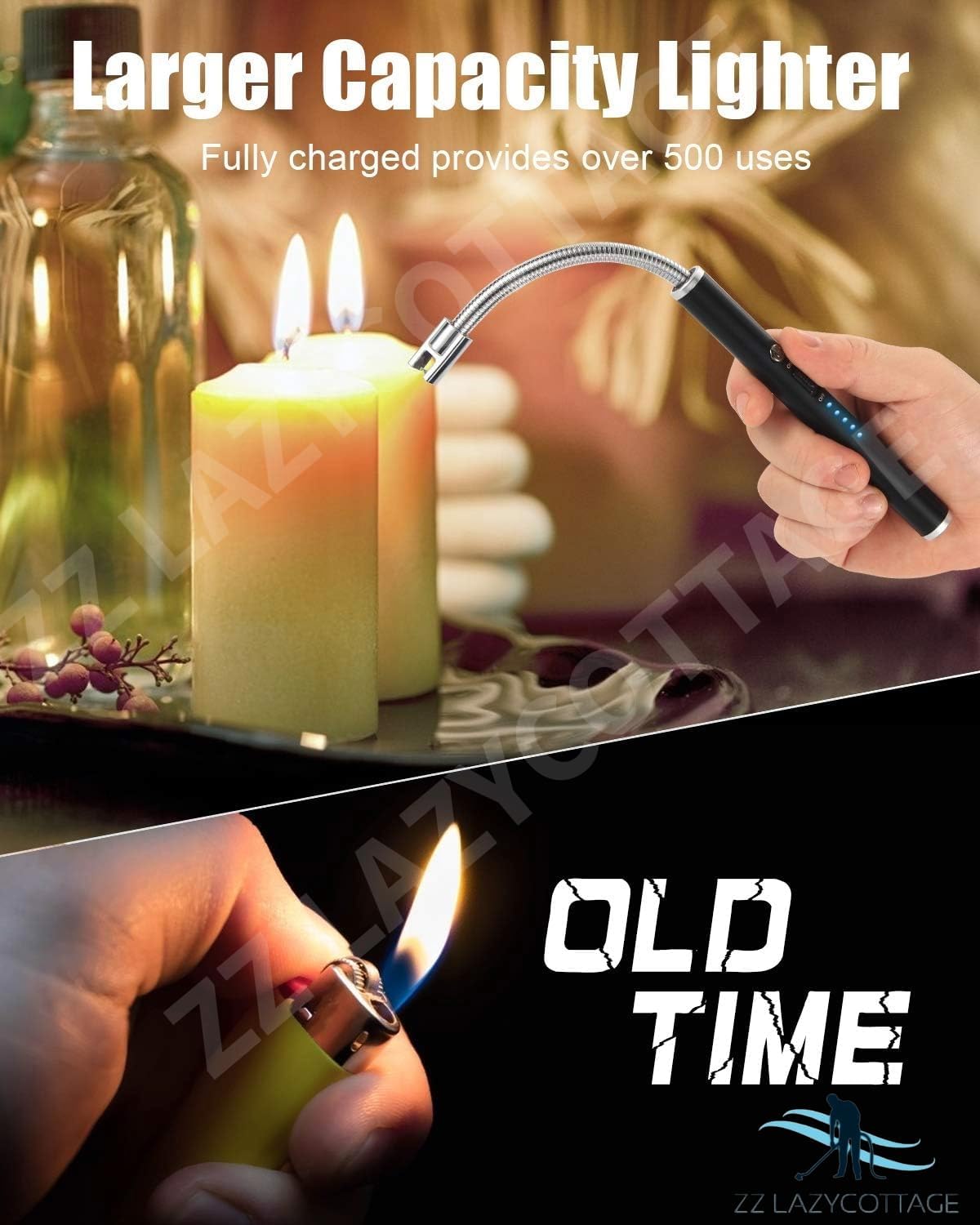 Rechargeable USB Candle Lighter - Windproof Electric Arc Ignition Lighter for Kitchen, BBQ, Candles & Gas Stove | Flameless & Safe for Indoor/Outdoor Use | Perfect for Camping, Fireplaces & Home Decor