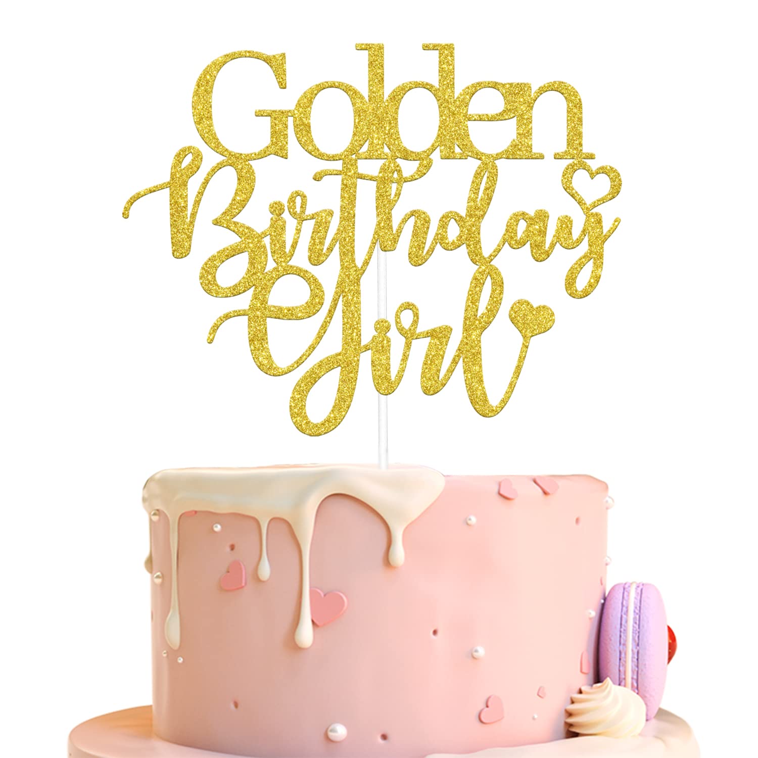 ARUTPER Golden Birthday Girl Cake Topper - Happy 1st Birthday Decorations for Baby Girls, Gold Glitter Gender Reveal & Shower Party Supplies - Perfect for Birthday Cakes, Baby Showers and Gender Reveal Parties