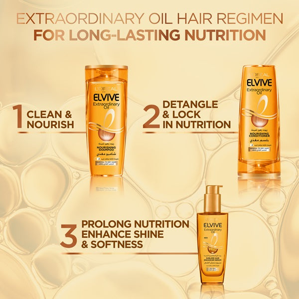 L'Oreal Elvive Extraordinary Oil Nourishing Shampoo for Normal to Dry Hair - Hydrating & Repairing Formula with Argan Oil - Perfect for Daily Hair Care & Scalp Nourishment