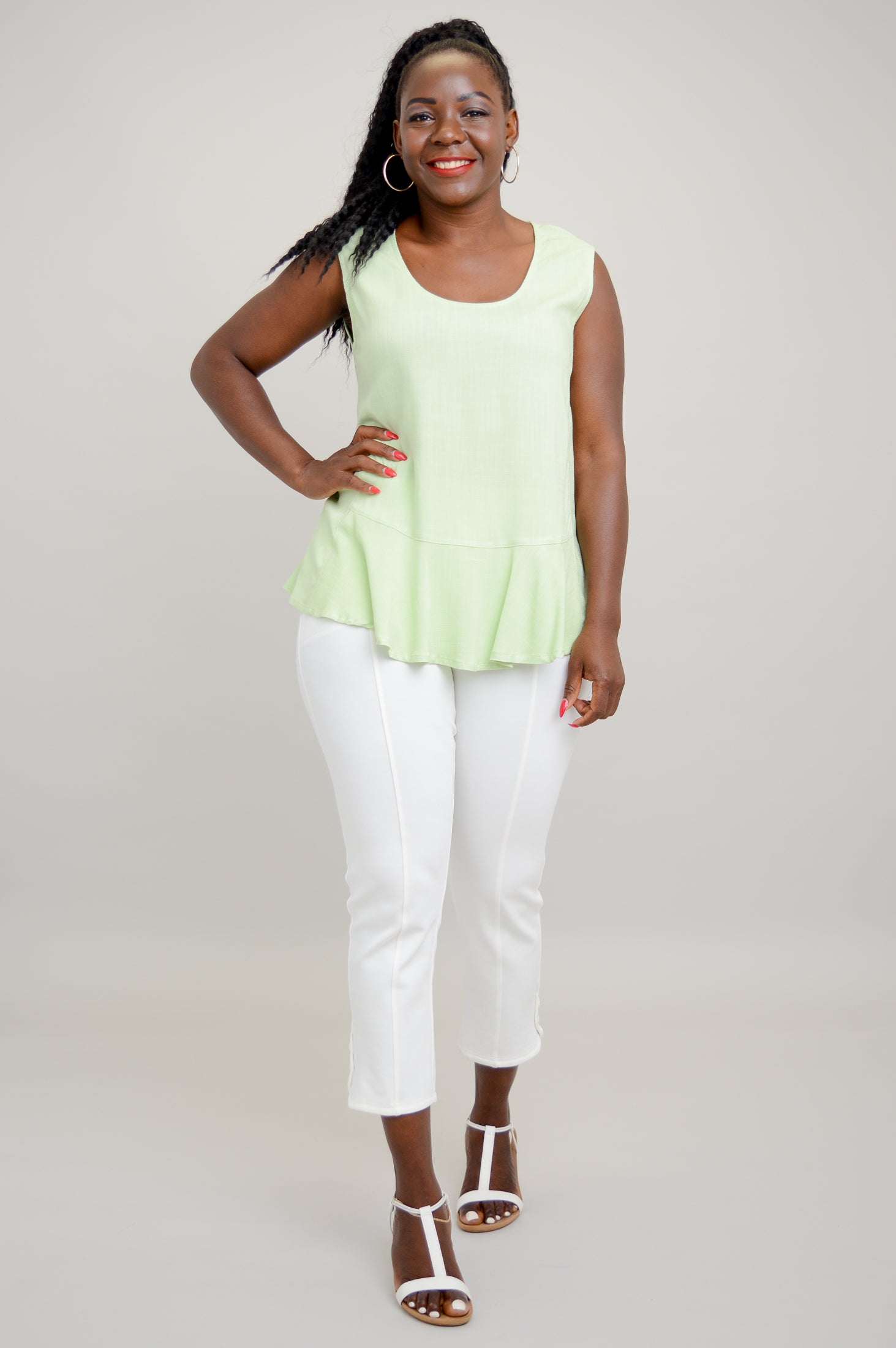 Ginny Tank Top - Sage Green Linen Bamboo Blend Women's Casual Shirt | Perfect for Summer Outfits, Beachwear & Layering