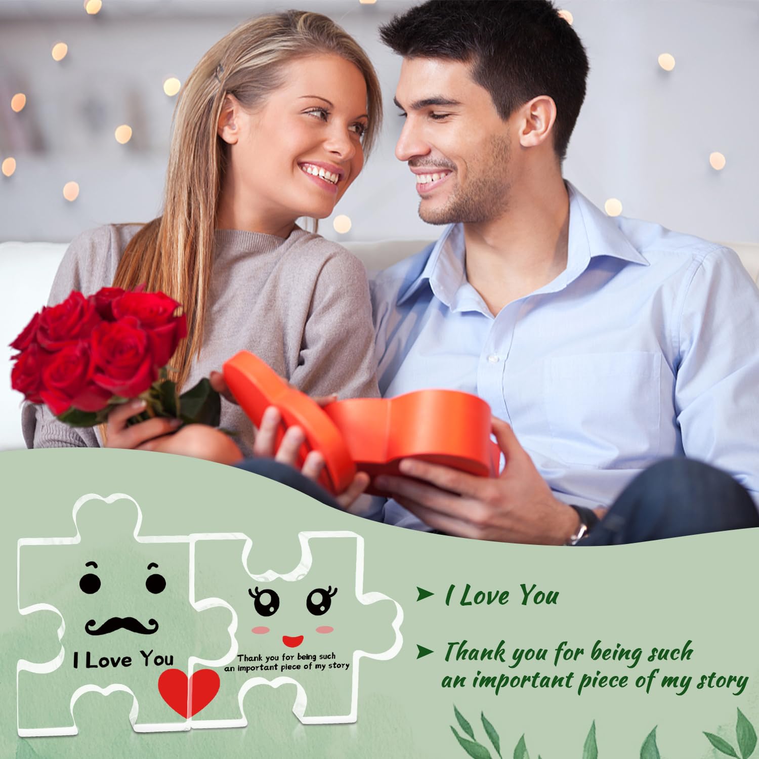 Romantic Wedding Gifts for Bride and Groom - 2pc Acrylic Puzzle Keepsake - Perfect for Engagement, Anniversary & Valentine's Day - Unique Couple Gift for Wife & Husband - Home Decor for Newlyweds