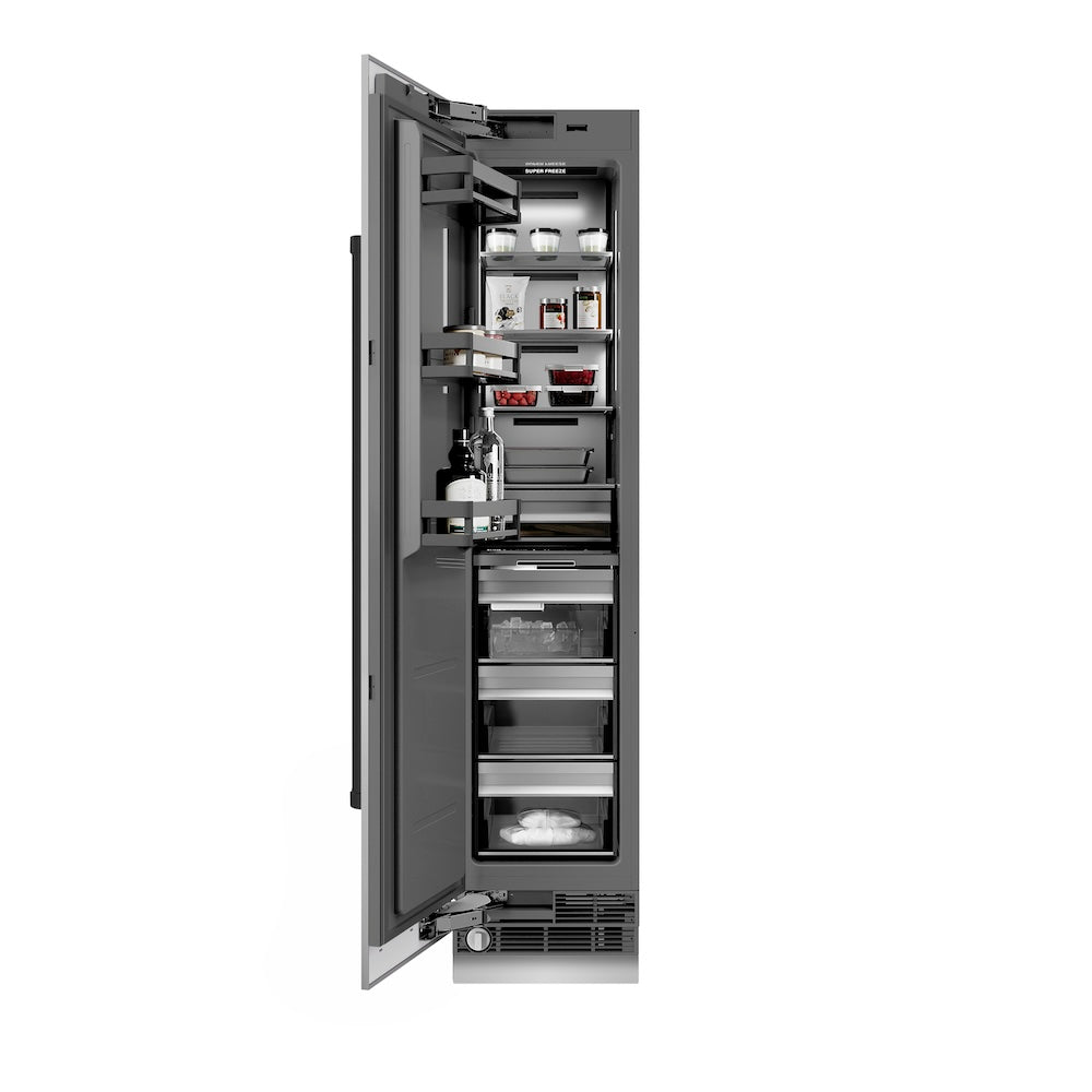 ZLINE Autograph Edition 18-Inch 8.6 cu ft Left Hinge Stainless Steel Column Freezer with Graphite Gray Interior & Matte Black Accents (RCFVLZ 30418 MB) - Perfect for Home Bars, Basements, and Commercial Kitchens