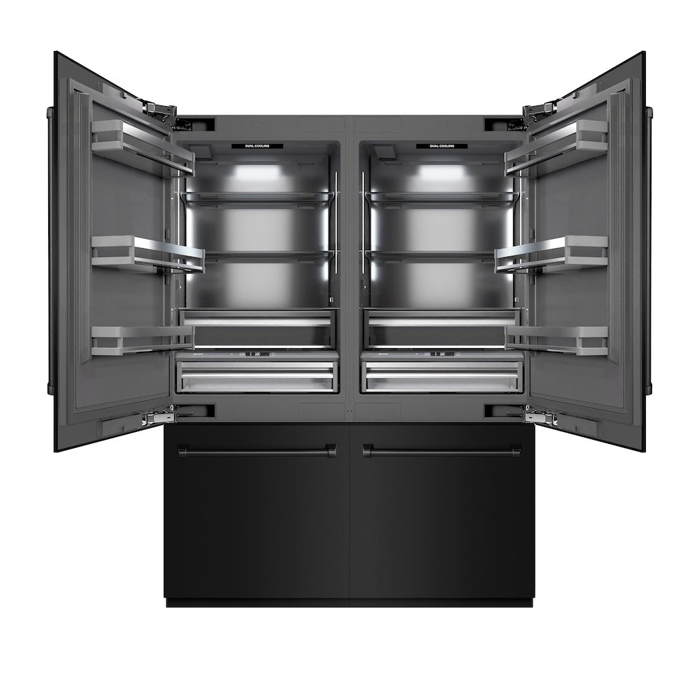 ZLINE 60 Inch 32.2 cu ft French Door Built-In Bottom Freezer Refrigerator with Water Dispenser & Ice Maker - Black Stainless Steel with Graphite Gray Interior (GRBIV BS 60) | Perfect for Modern Kitchens & Open Concept Homes